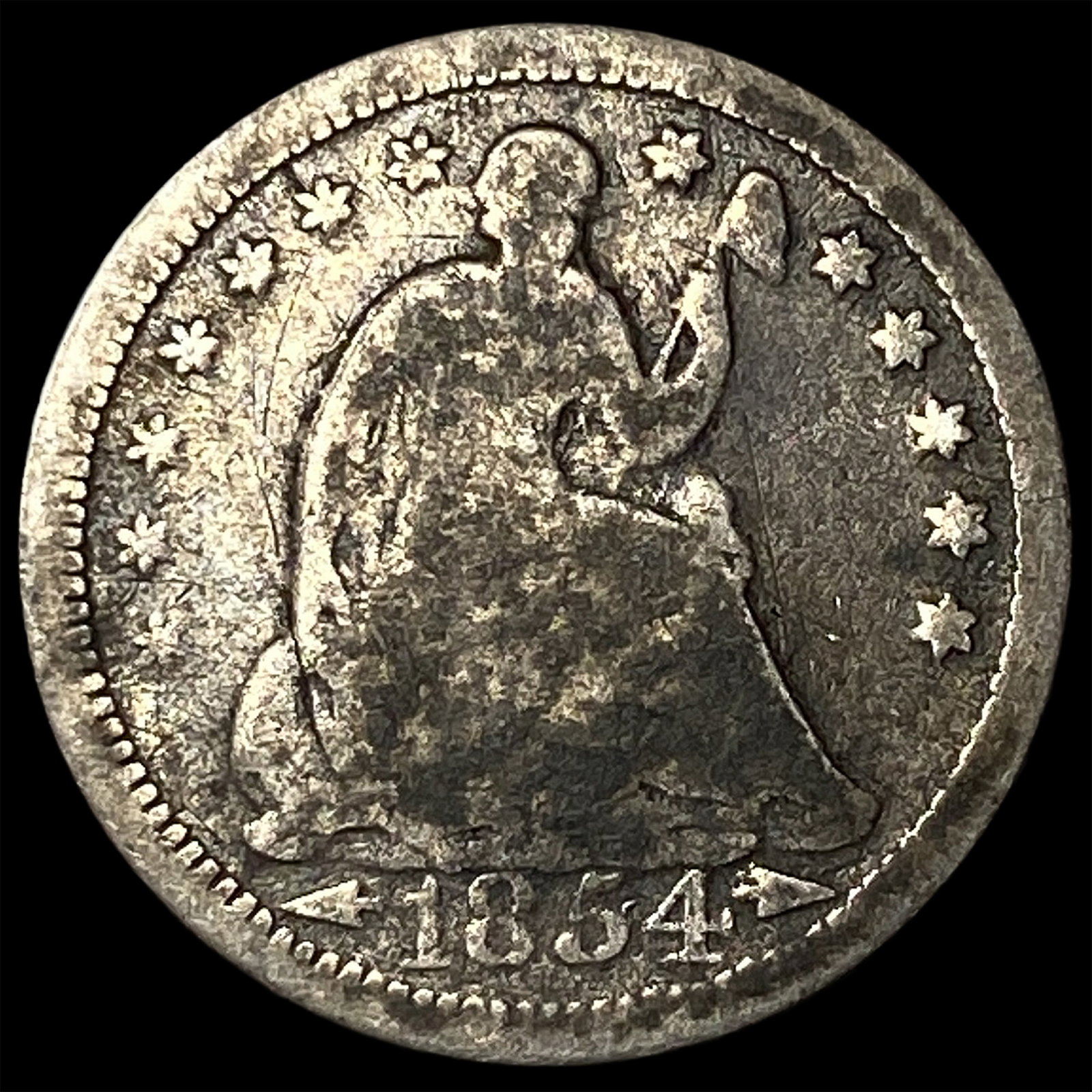 1854 Seated Liberty Silver Half Dime LIGHTLY CIRCULATED: 1854 Seated Liberty Silver Half Dime LIGHTLY CIRCULATED