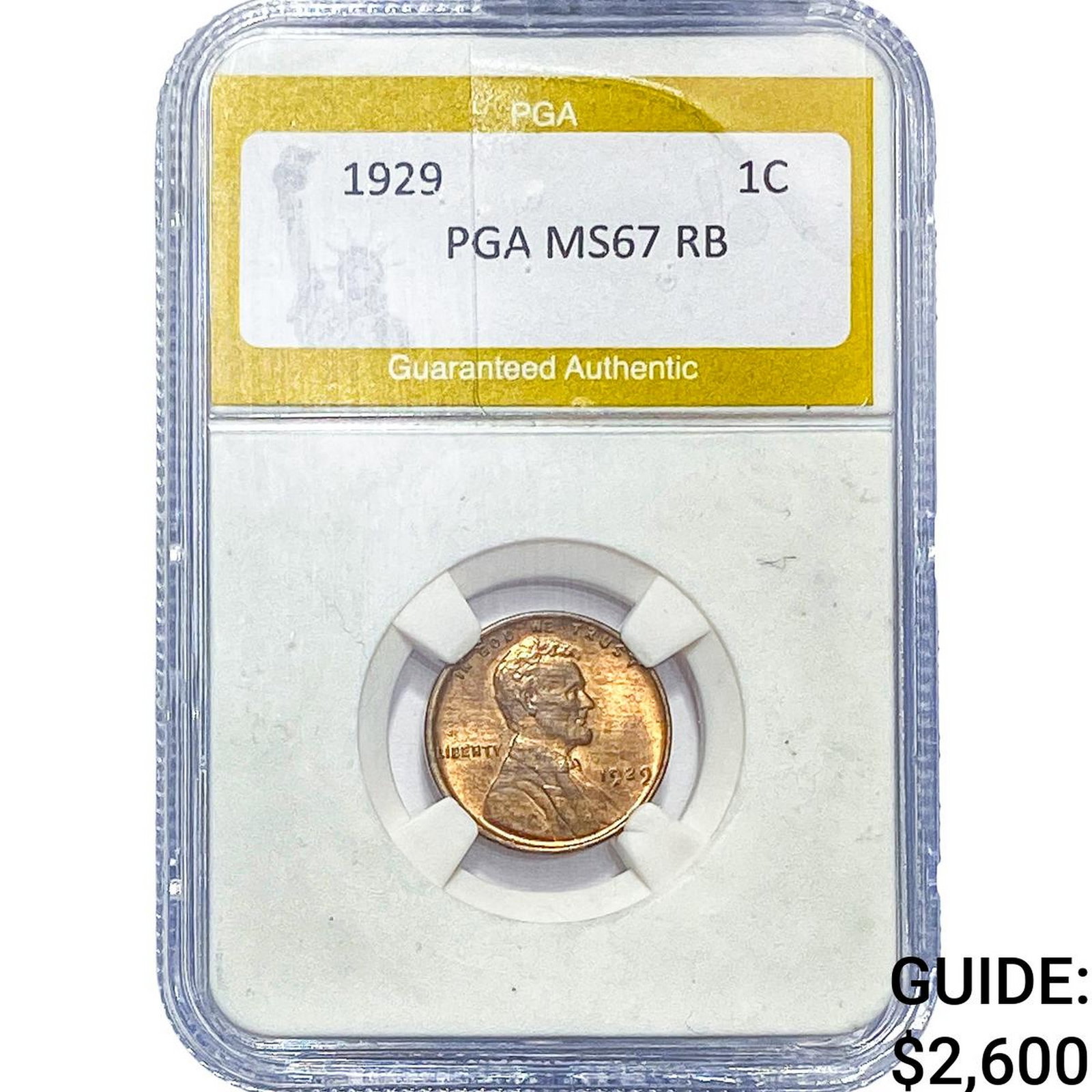 1929 Wheat Cent PGA MS67 RB: 1929 Wheat Cent PGA MS67 RB