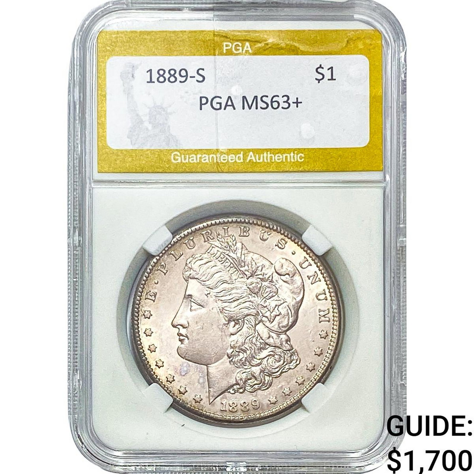 1889-S Morgan Silver Dollar PGA MS63+: 1889-S Morgan Silver Dollar PGA MS63+