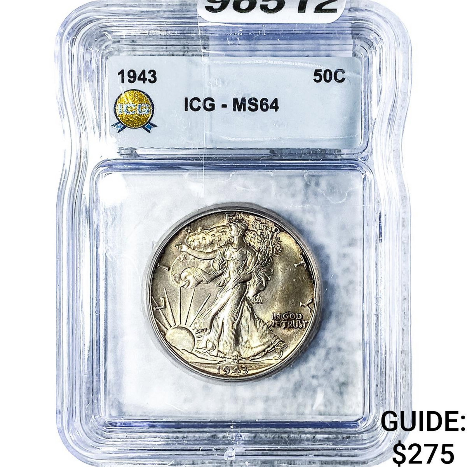 1943 Walking Liberty Half Dollar ICG MS64: 1943 Walking Liberty Half Dollar ICG MS64