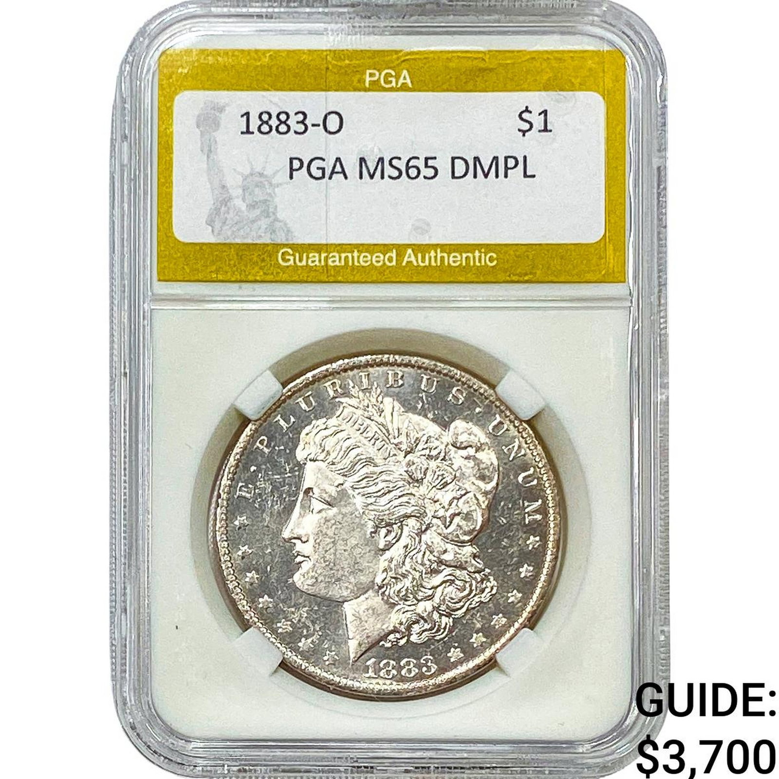 1883-O Morgan Silver Dollar PGA MS65 DMPL: 1883-O Morgan Silver Dollar PGA MS65 DMPL