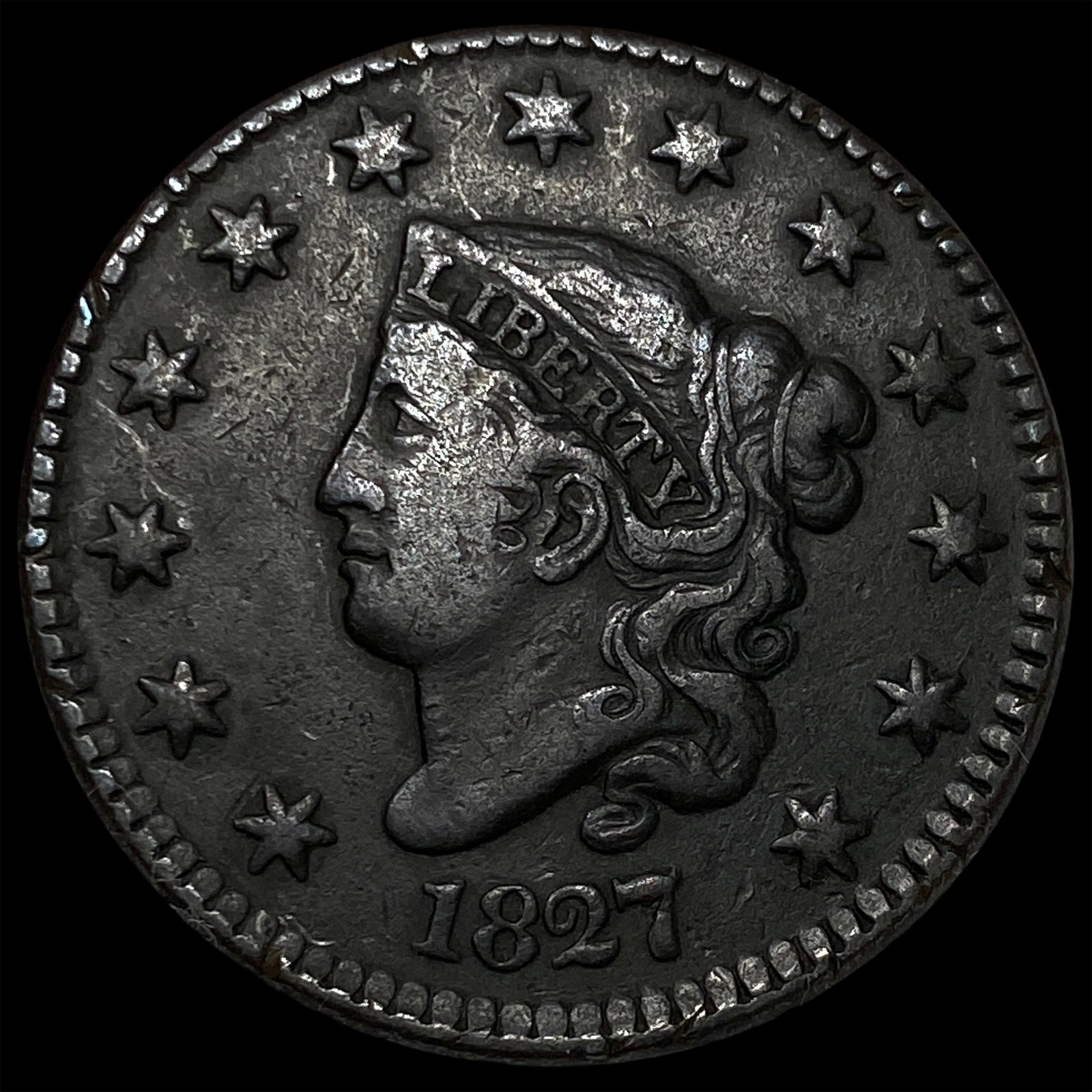 1827 Large Cent NEARLY UNCIRCULATED: 1827 Large Cent NEARLY UNCIRCULATED