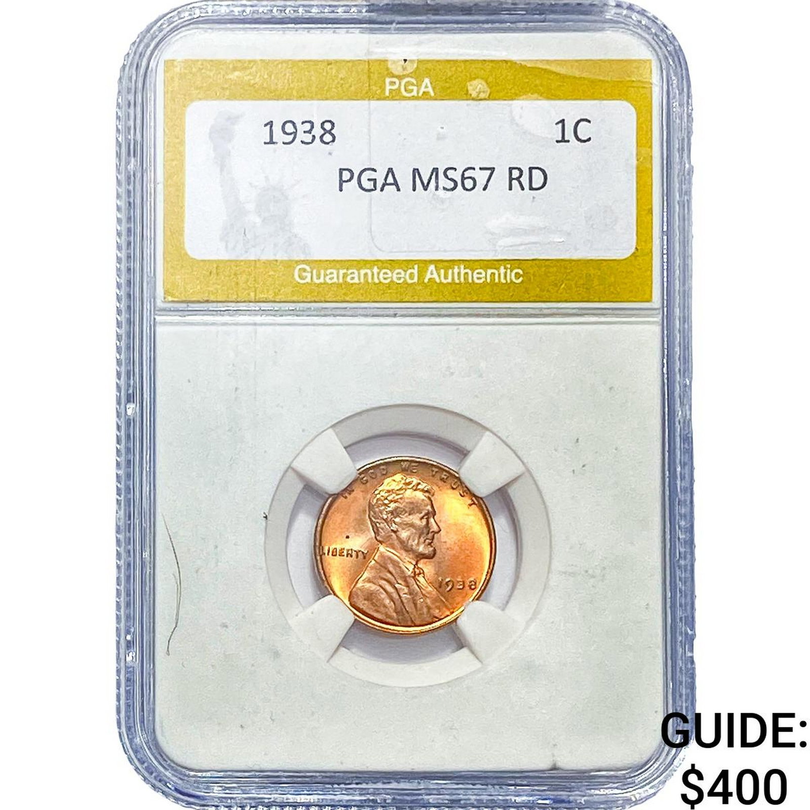 1938 Wheat Cent PGA MS67 RD: 1938 Wheat Cent PGA MS67 RD