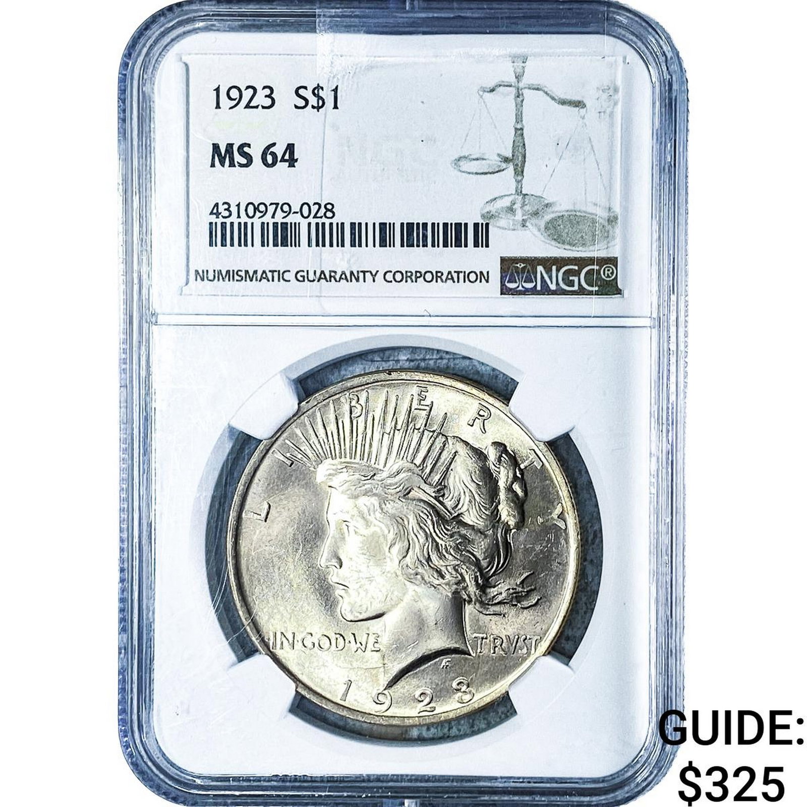 1923 Silver Peace Dollar NGC MS64: 1923 Silver Peace Dollar NGC MS64