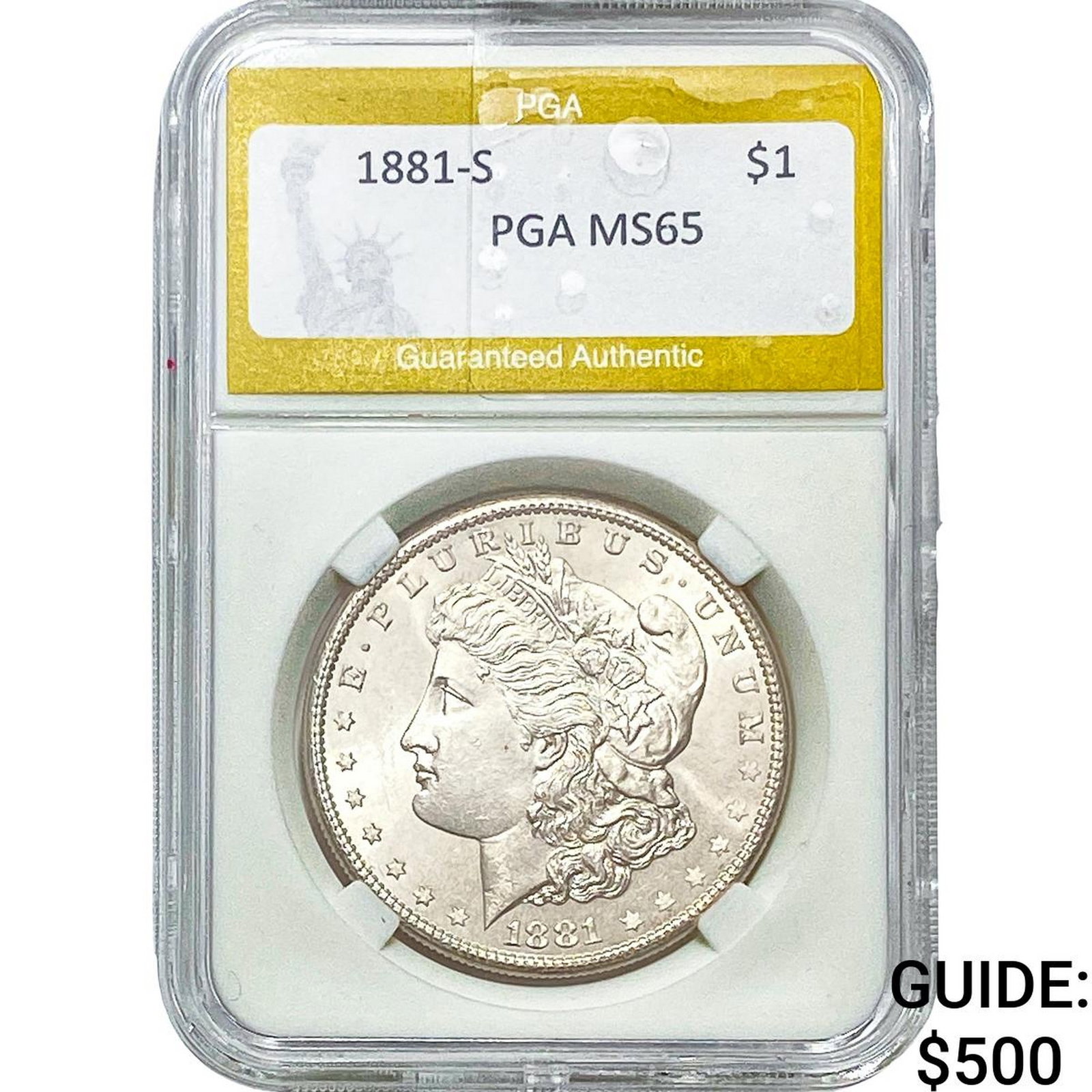 1881-S Morgan Silver Dollar PGA MS65: 1881-S Morgan Silver Dollar PGA MS65