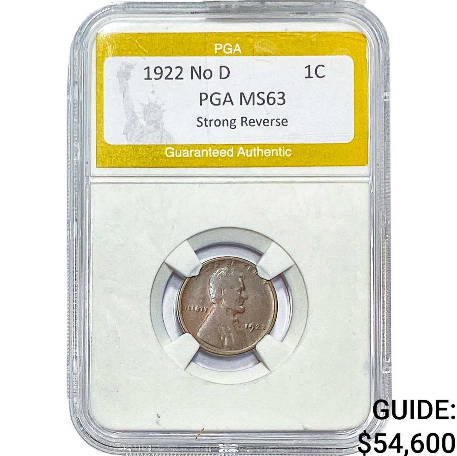 1922 Wheat Cent PGA MS63 No D Strong Reverese: 1922 Wheat Cent PGA MS63 No D Strong Reverese