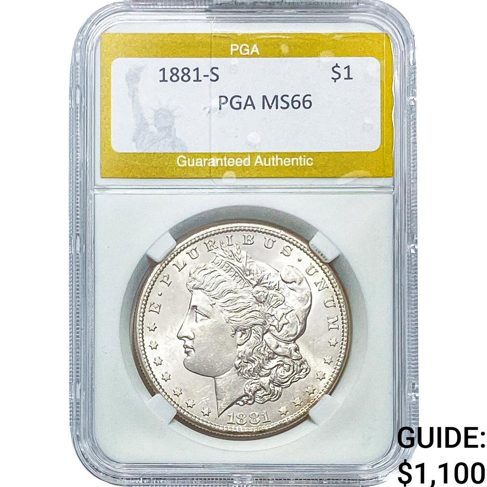 1881-S Morgan Silver Dollar PGA MS66: 1881-S Morgan Silver Dollar PGA MS66