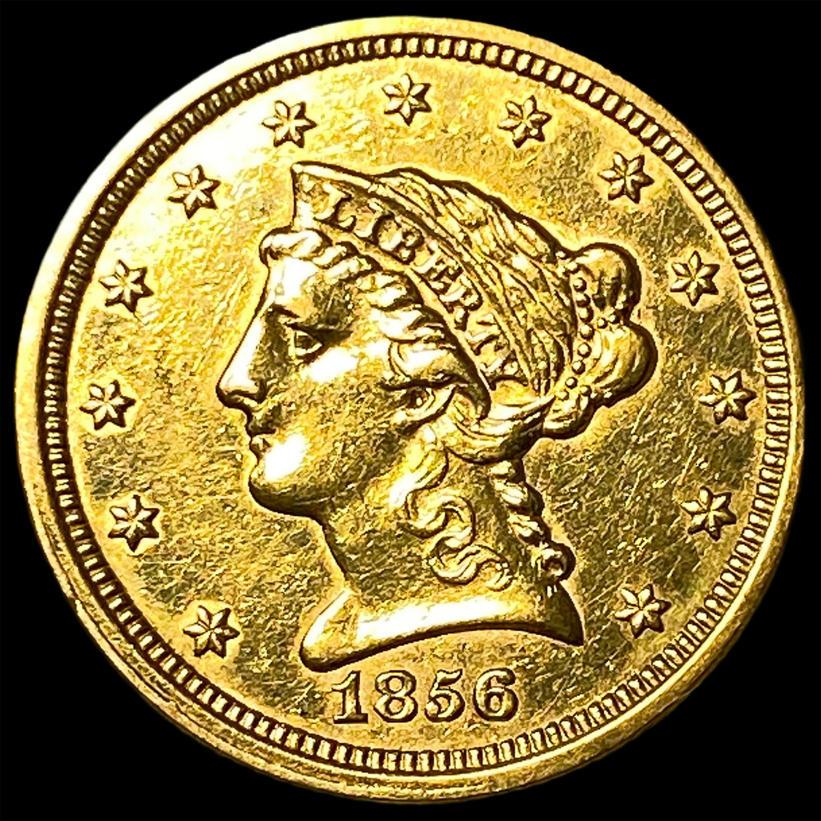 1856 Gold $2.50 Liberty Head Quarter Eagle UNCIRCULATED: 1856 Gold $2.50 Liberty Head Quarter Eagle UNCIRCULATED