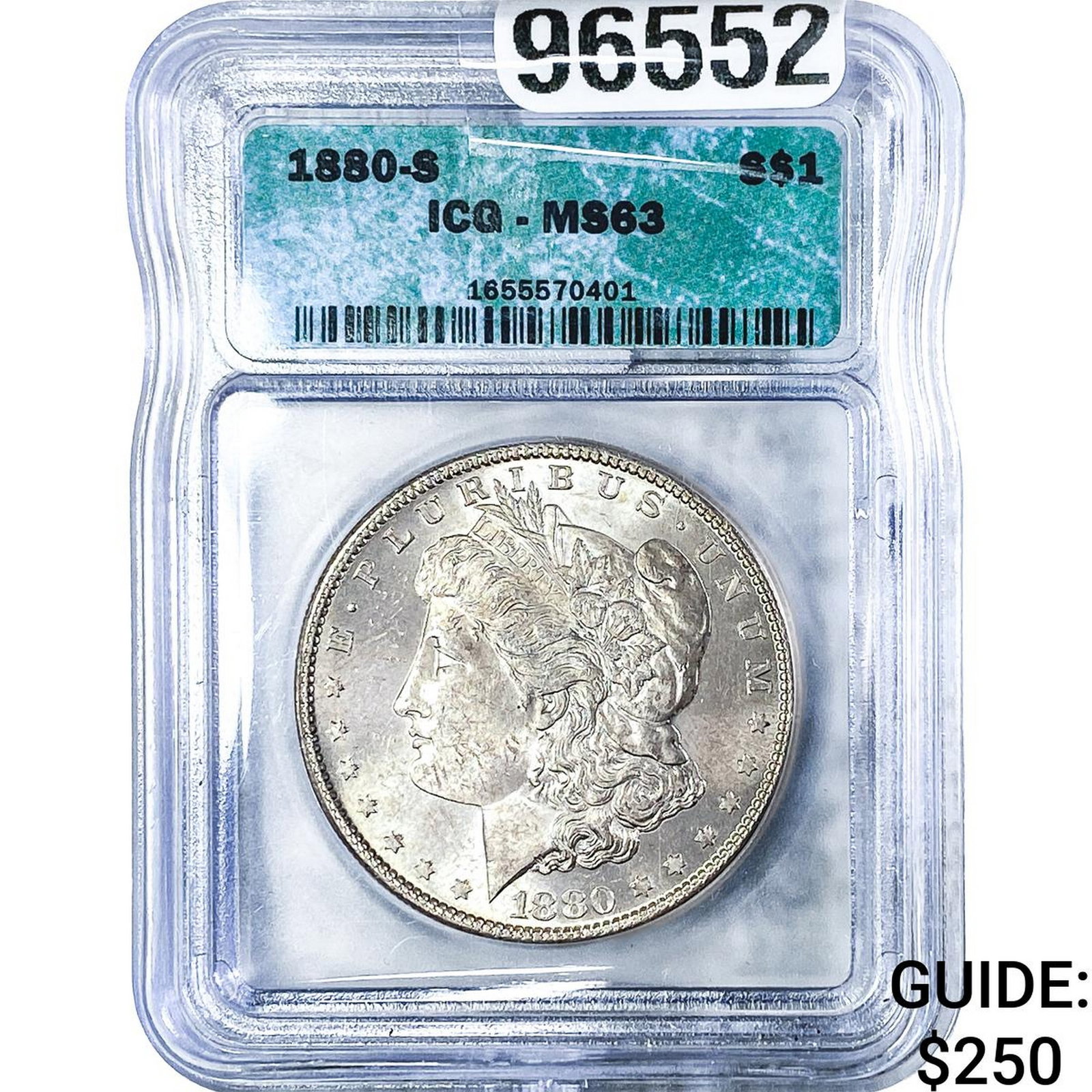 1880-S Morgan Silver Dollar ICG MS63: 1880-S Morgan Silver Dollar ICG MS63