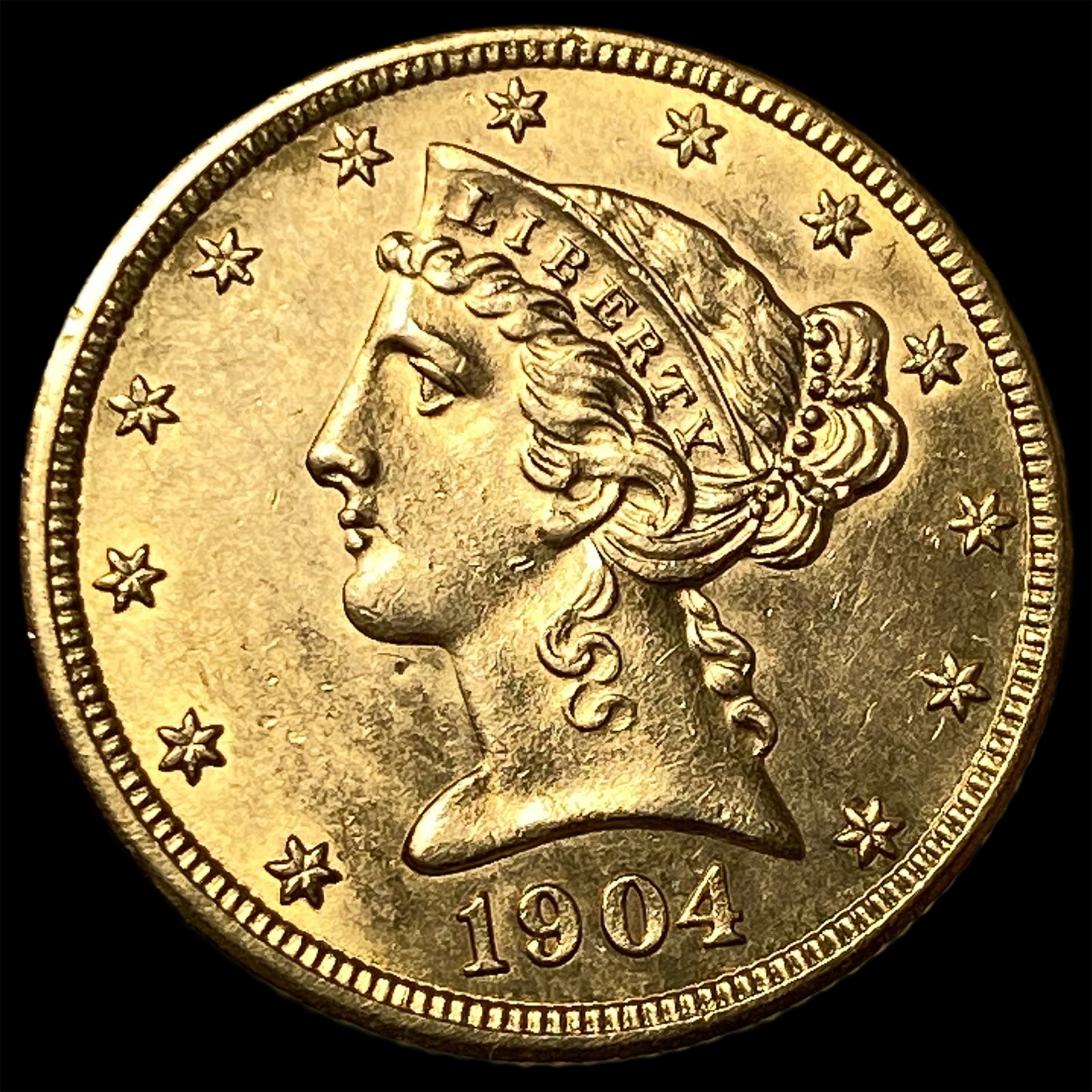 1904-S Gold $5 Liberty Half Eagle CHOICE BU: 1904-S Gold $5 Liberty Half Eagle CHOICE BU