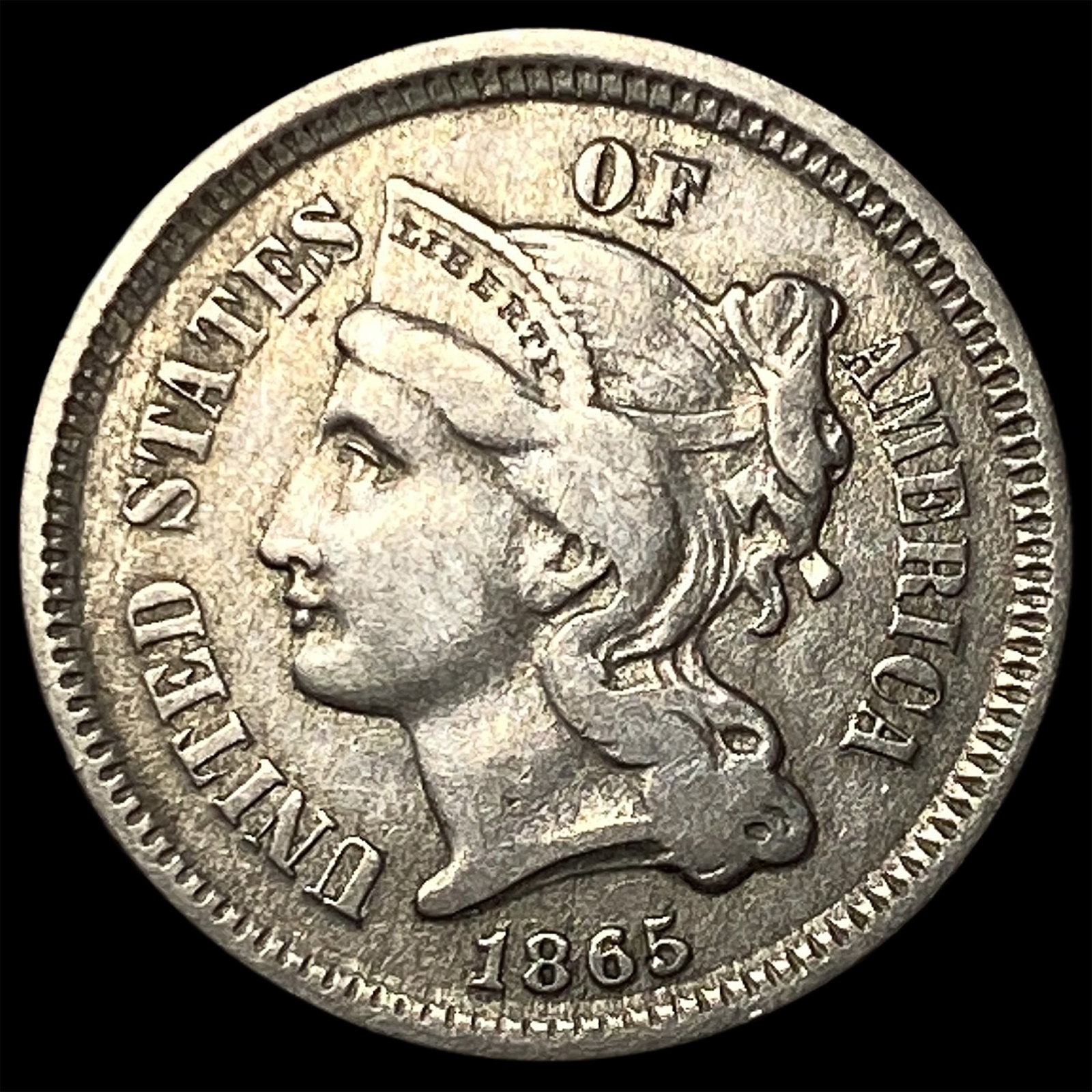 1865 Nickel Three-Cent Piece LIGHTLY CIRCULATED: 1865 Nickel Three-Cent Piece LIGHTLY CIRCULATED