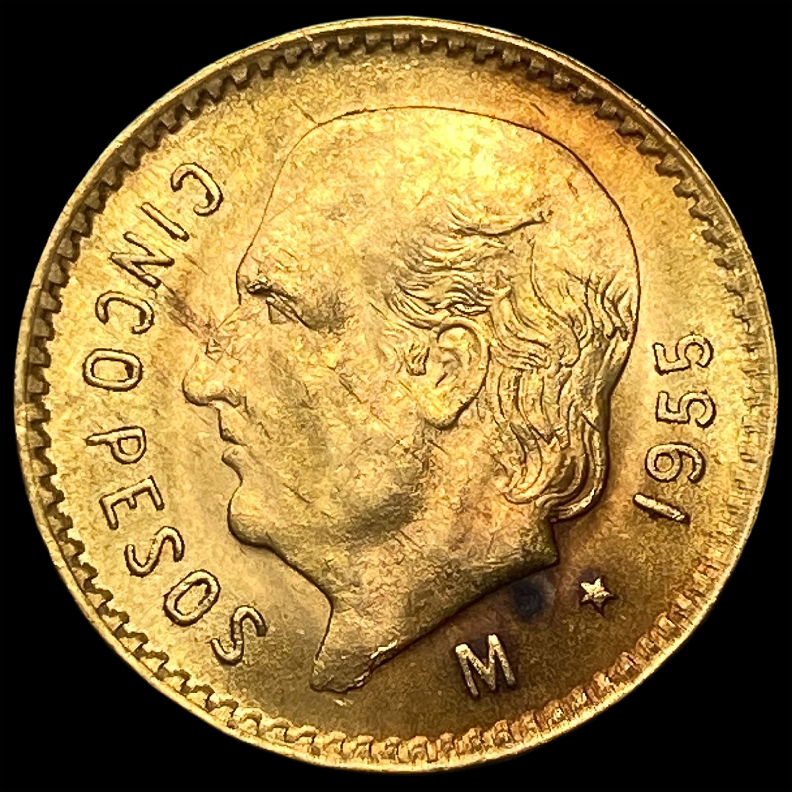 1955 Mexico Gold 5 Pesos CHOICE BU: 1955 Mexico Gold 5 Pesos CHOICE BU