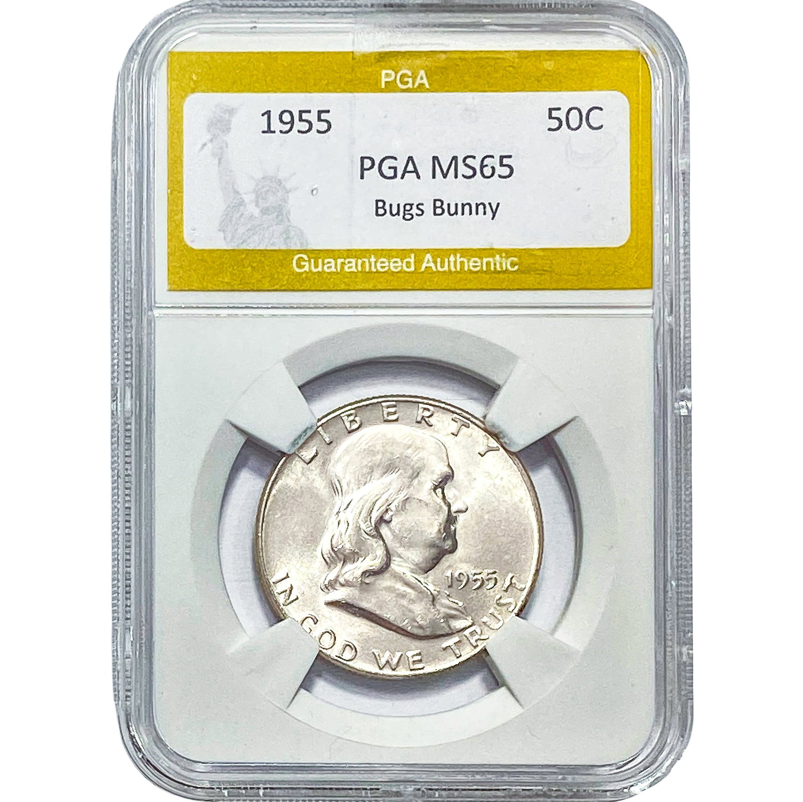 1955 Franklin Half Dollar PGA MS65 Bugs Bunny: 1955 Franklin Half Dollar PGA MS65 Bugs Bunny