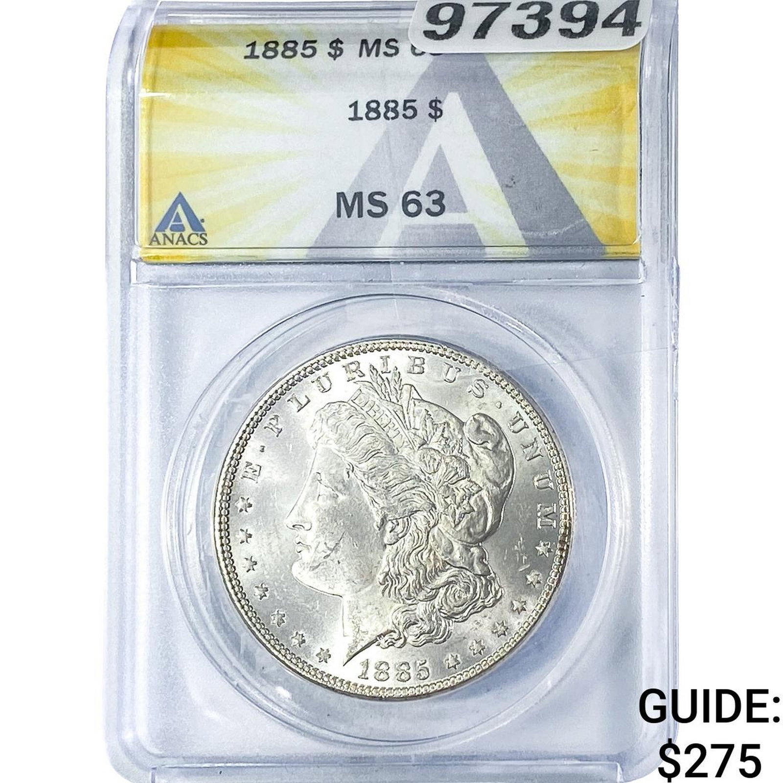 1885 Morgan Silver Dollar ANACS MS63: 1885 Morgan Silver Dollar ANACS MS63