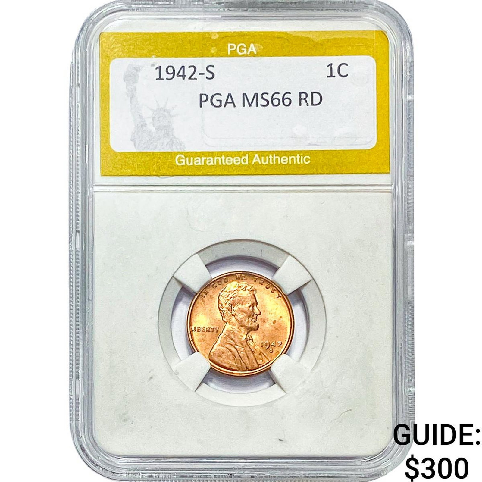 1942-S Wheat Cent PGA MS66 RD: 1942-S Wheat Cent PGA MS66 RD