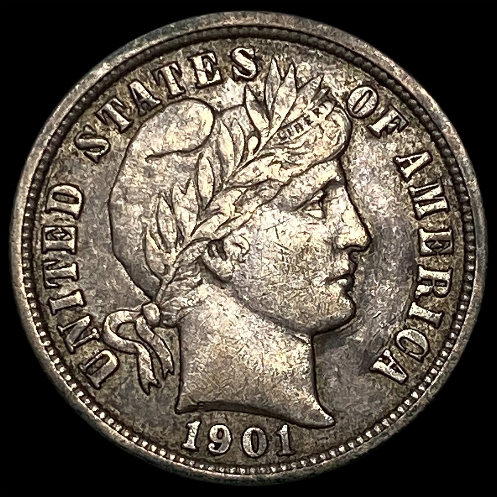 1901-O Silver Barber Dime CLOSELY UNCIRCULATED: 1901-O Silver Barber Dime CLOSELY UNCIRCULATED