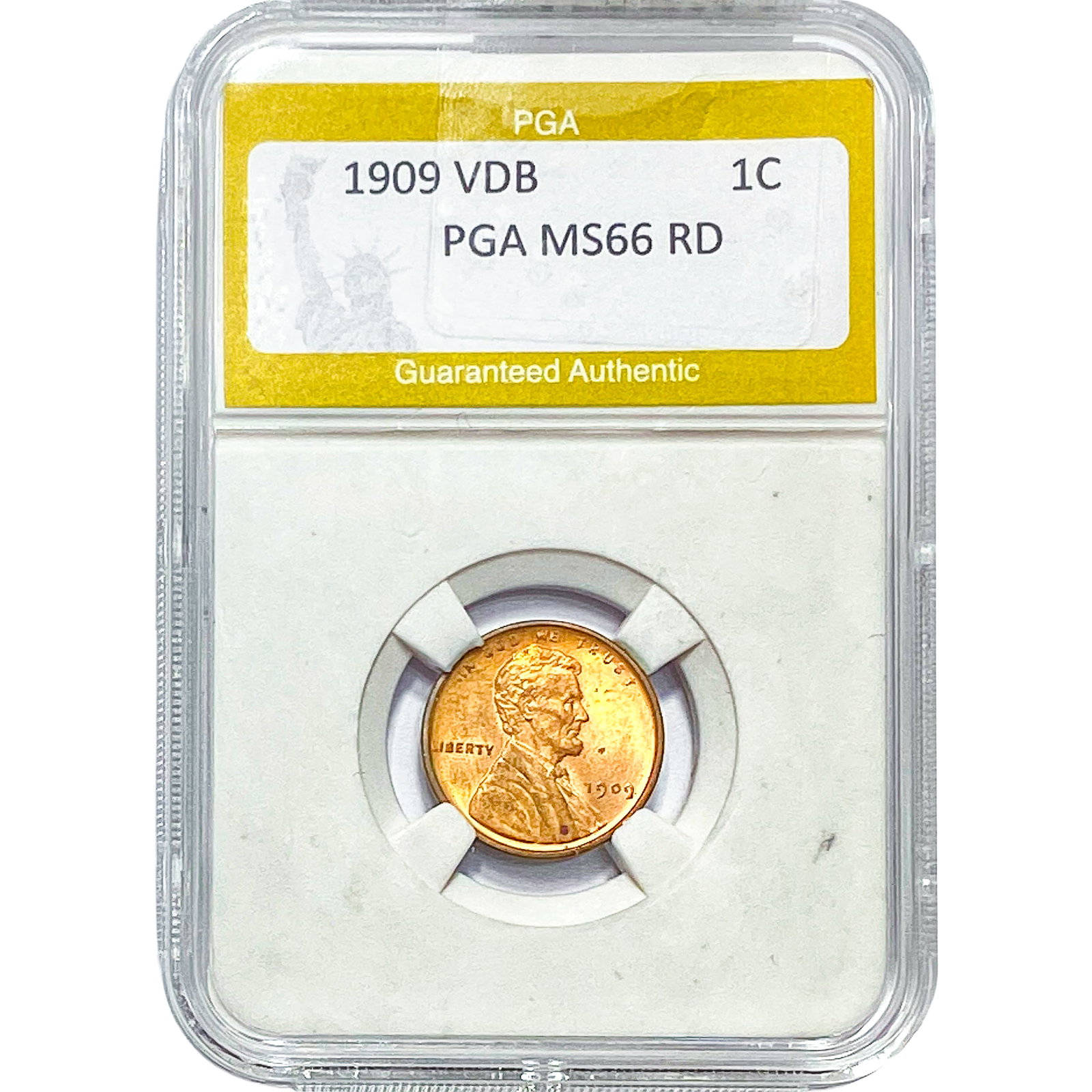 1909 VDB Wheat Cent PGA MS66 RD: 1909 VDB Wheat Cent PGA MS66 RD