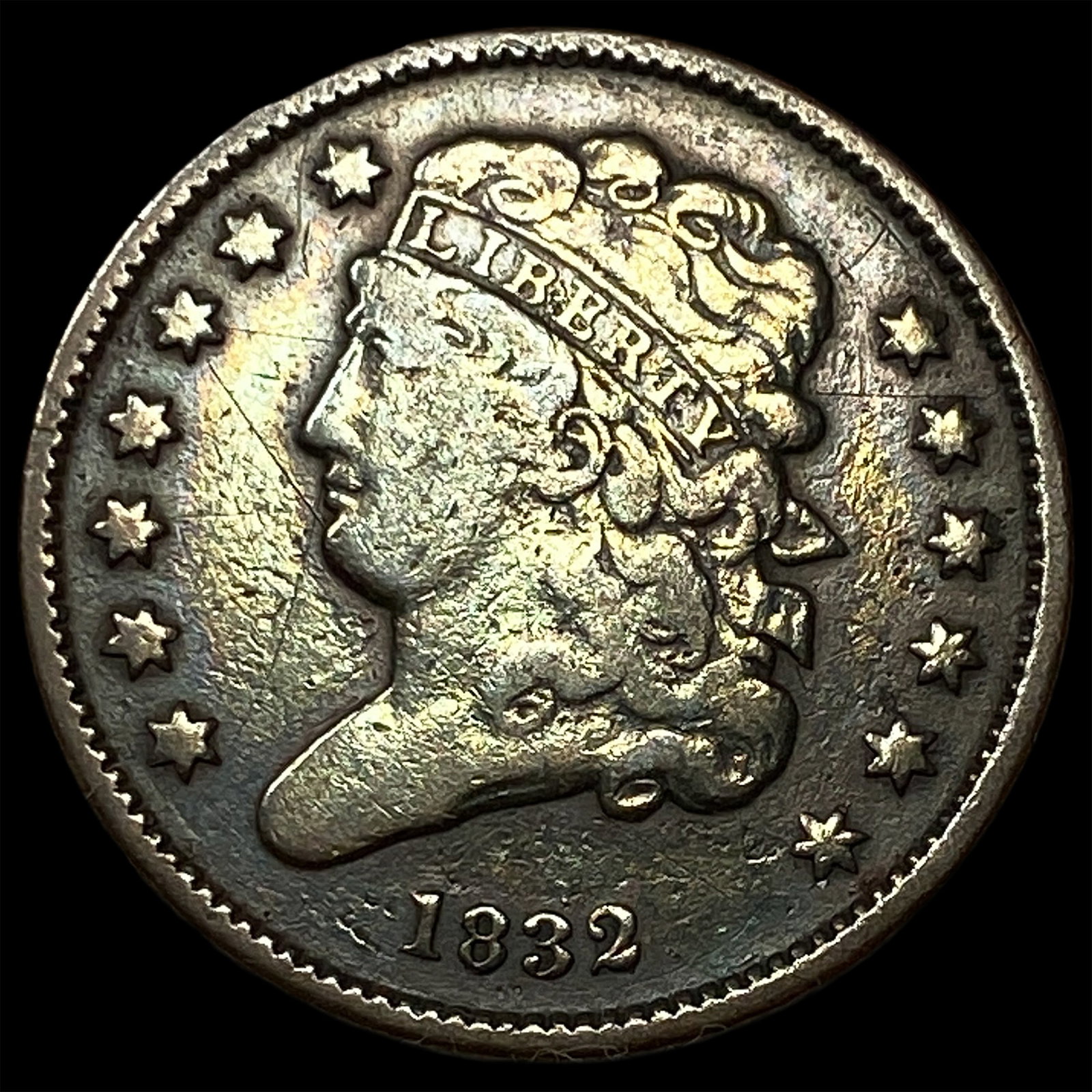 1832 Copper Half Cent NEARLY UNCIRCULATED: 1832 Copper Half Cent NEARLY UNCIRCULATED