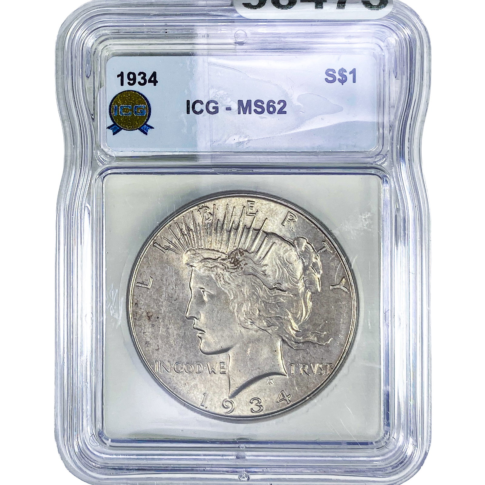 1934 Silver Peace Dollar ICG MS62