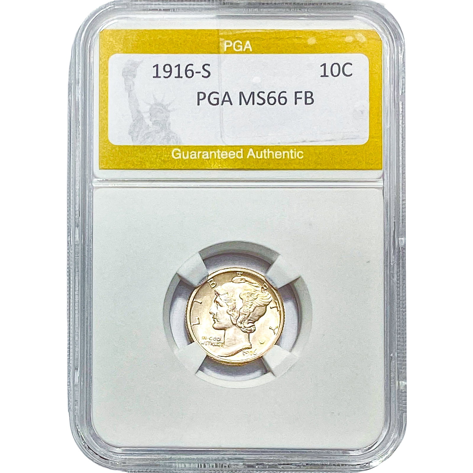 1916-S Mercury Silver Dime PGA MS66 FB