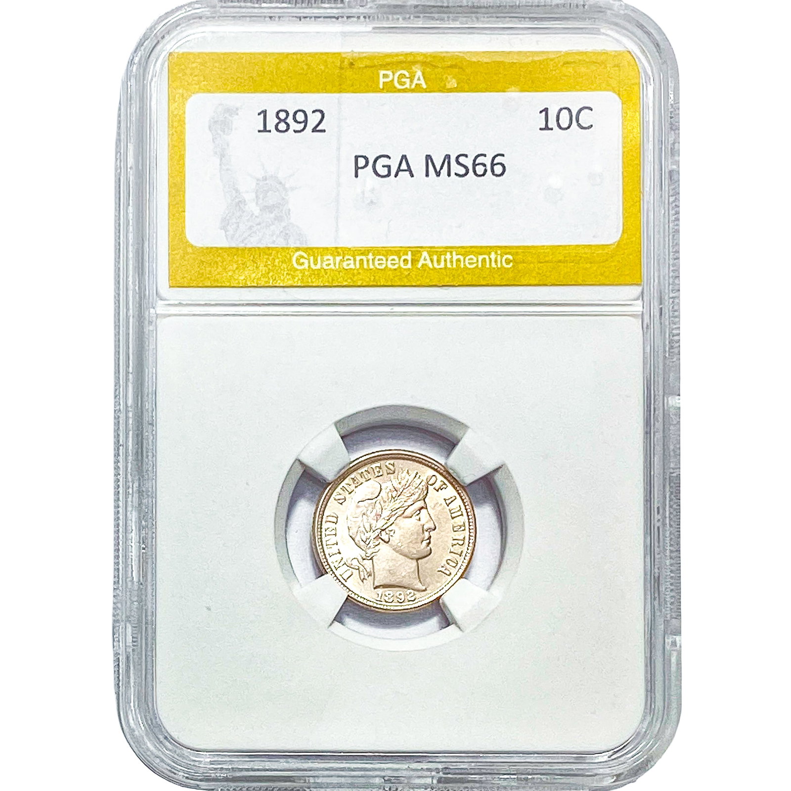 1892 Barber Dime PGA MS66