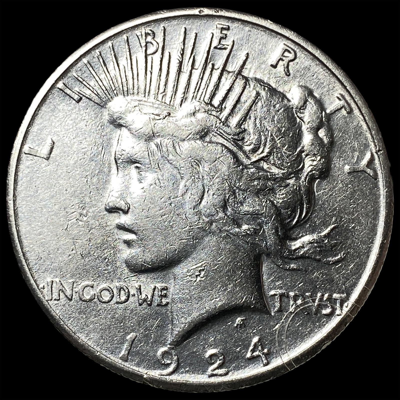 1924-S Silver Peace Dollar CLOSELY UNCIRCULATED: 1924-S Silver Peace Dollar CLOSELY UNCIRCULATED