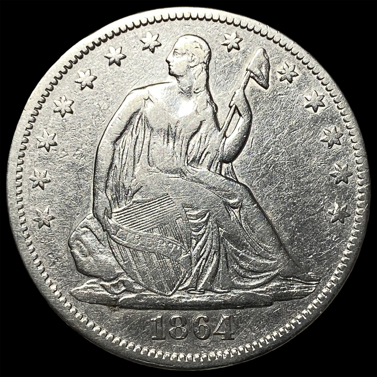 1864 Seated Liberty Half Dollar NEARLY UNCIRCULATED: 1864 Seated Liberty Half Dollar NEARLY UNCIRCULATED