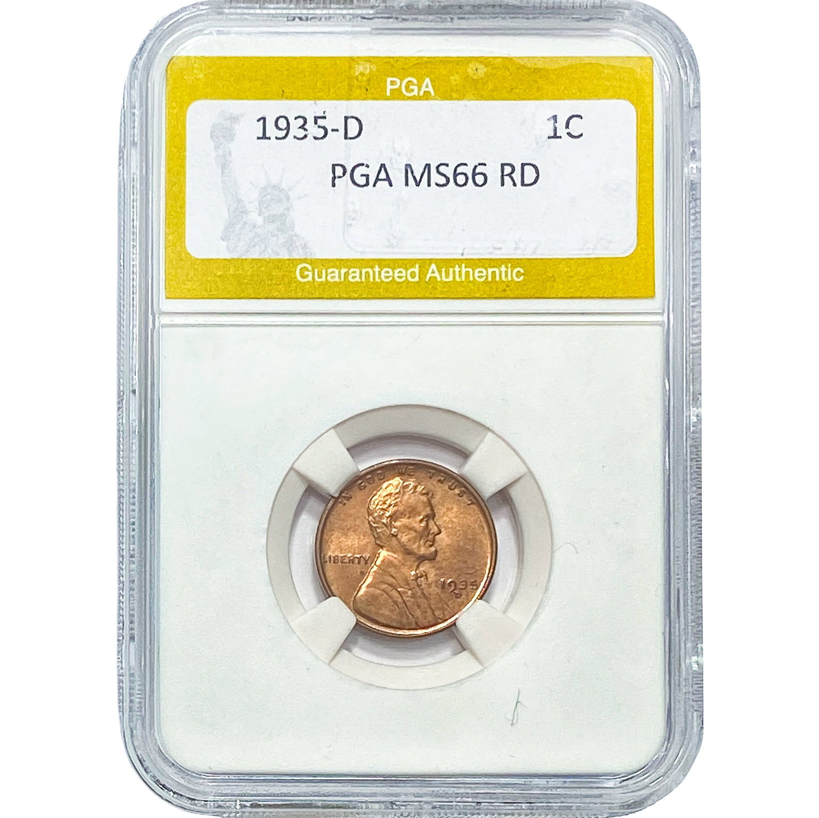 1935-D Wheat Cent PGA MS66 RD: 1935-D Wheat Cent PGA MS66 RD