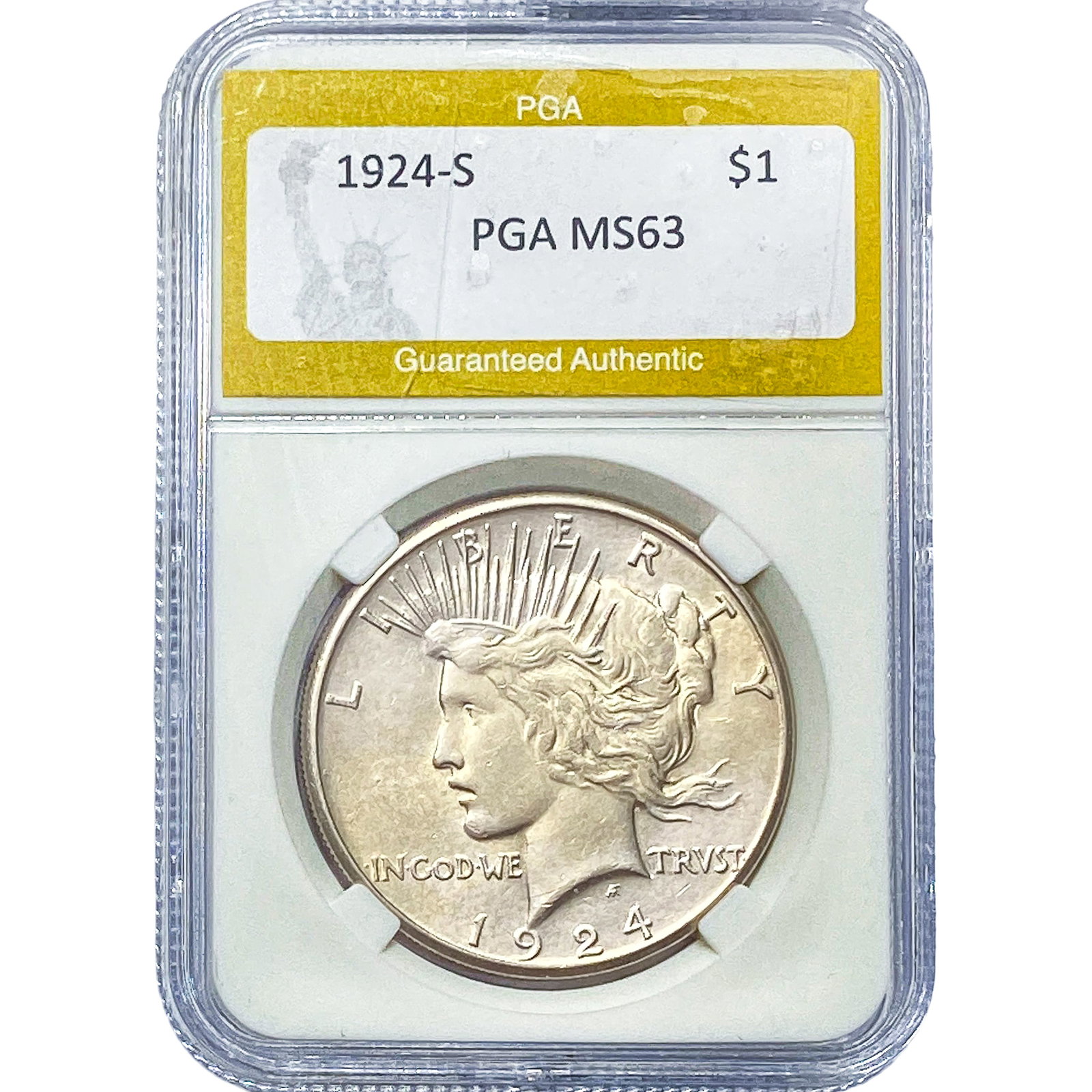1924-S Silver Peace Dollar PGA MS63