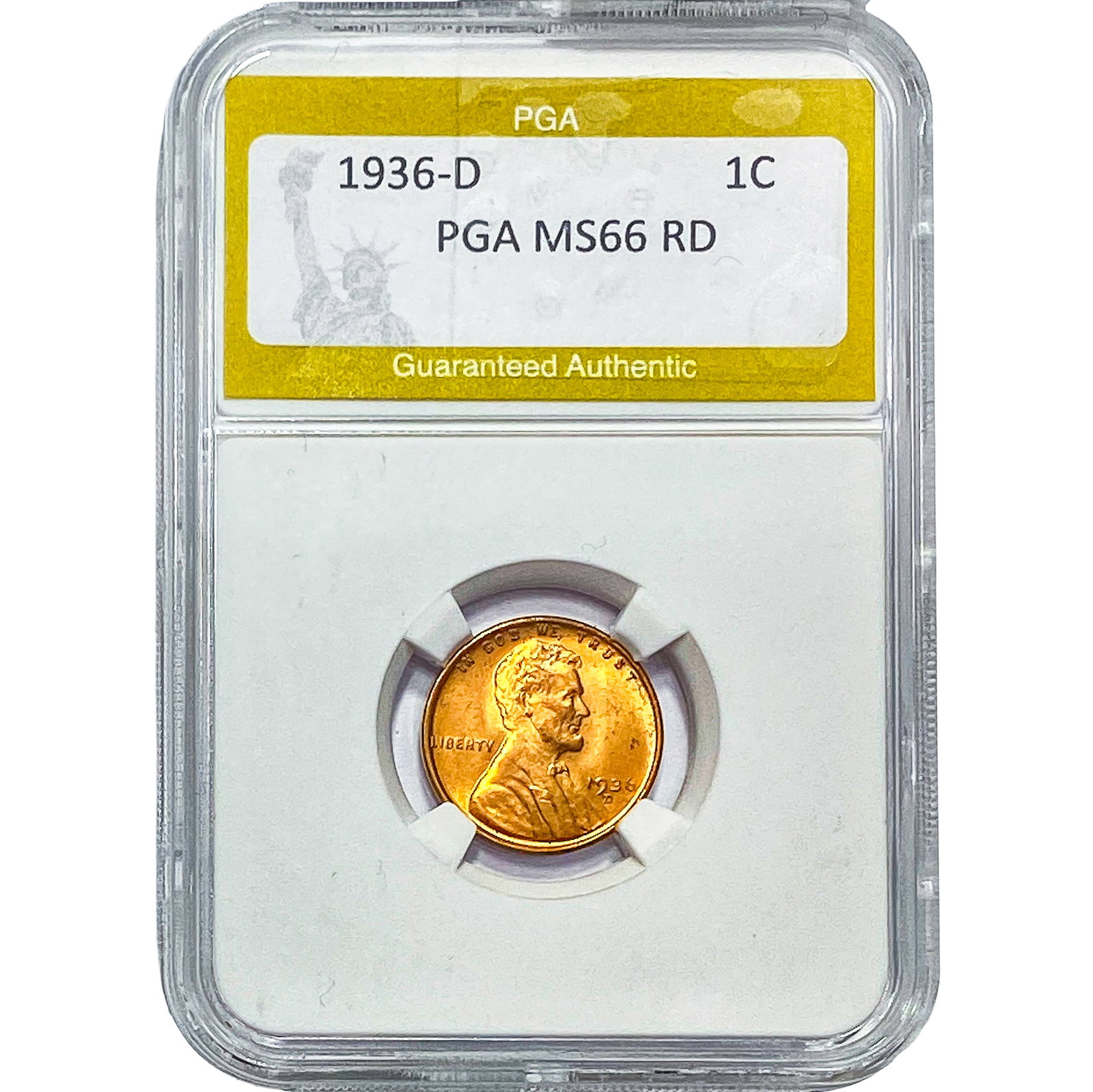 1936-D Wheat Cent PGA MS66 RD