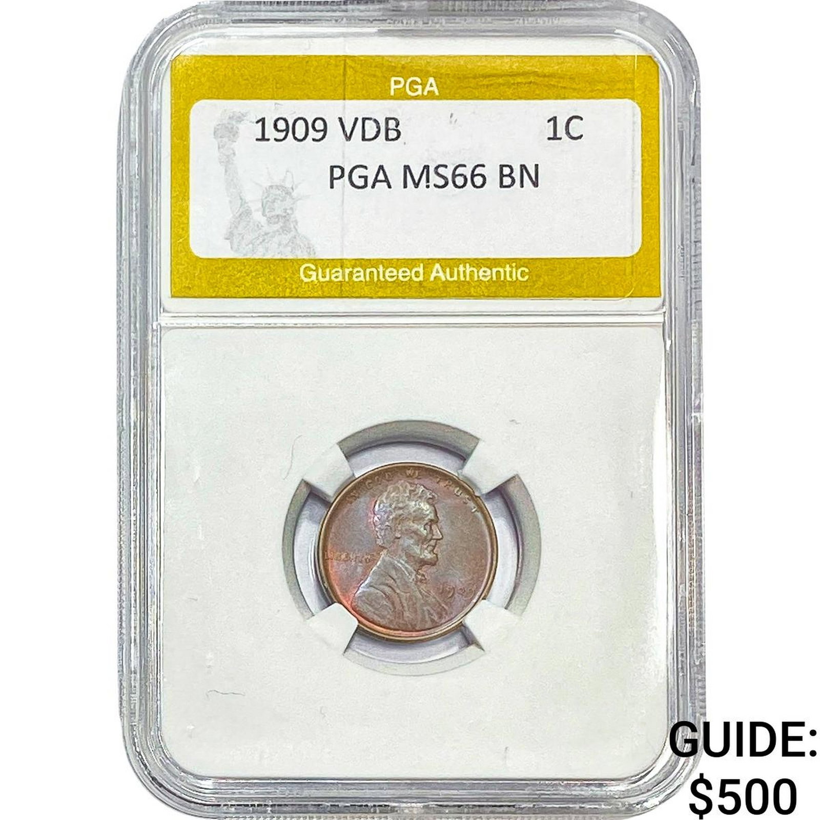 1909 Wheat Cent PGA MS66 BN VDB: 1909 Wheat Cent PGA MS66 BN VDB