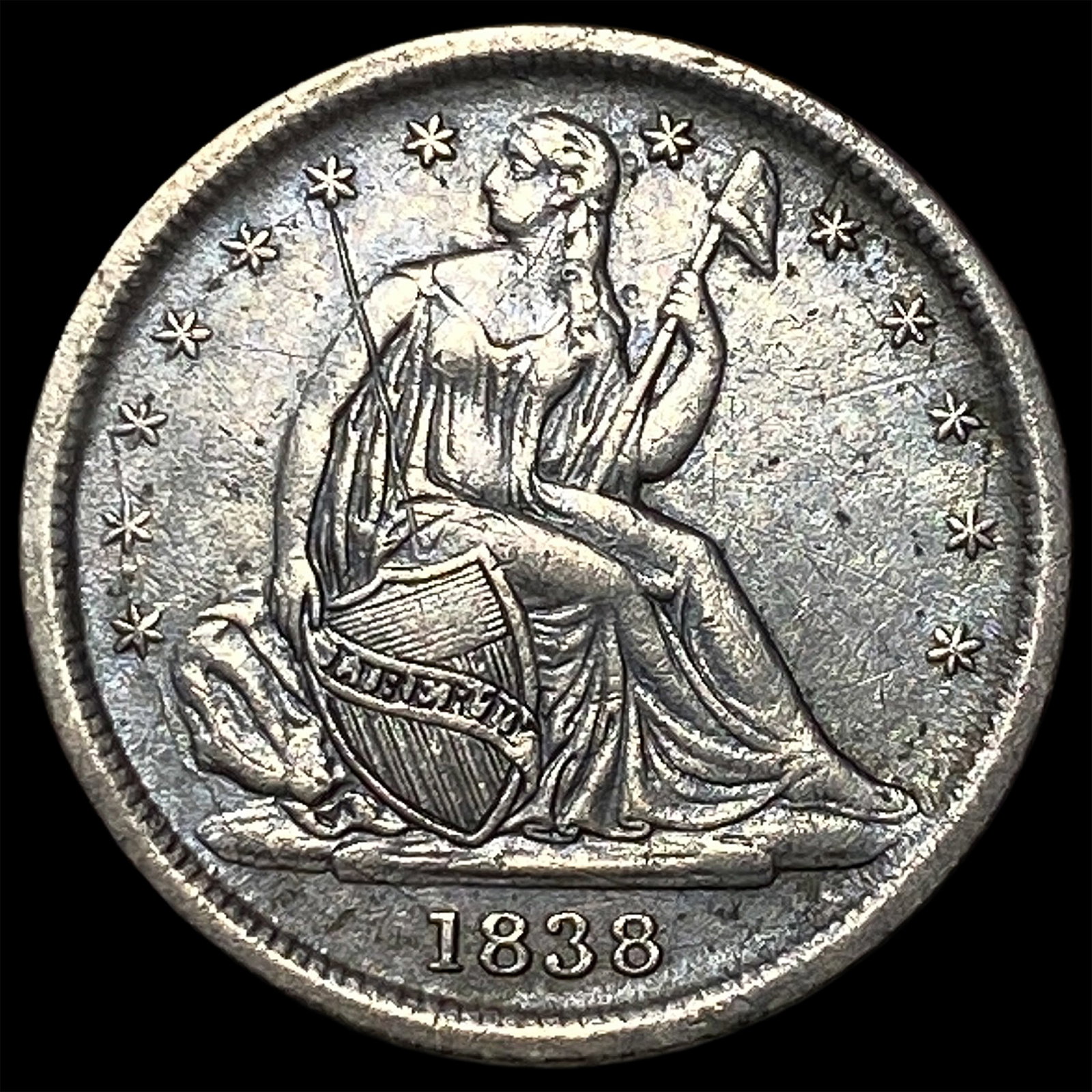 1838 Silver Seated Liberty Dime UNCIRCULATED: 1838 Silver Seated Liberty Dime UNCIRCULATED