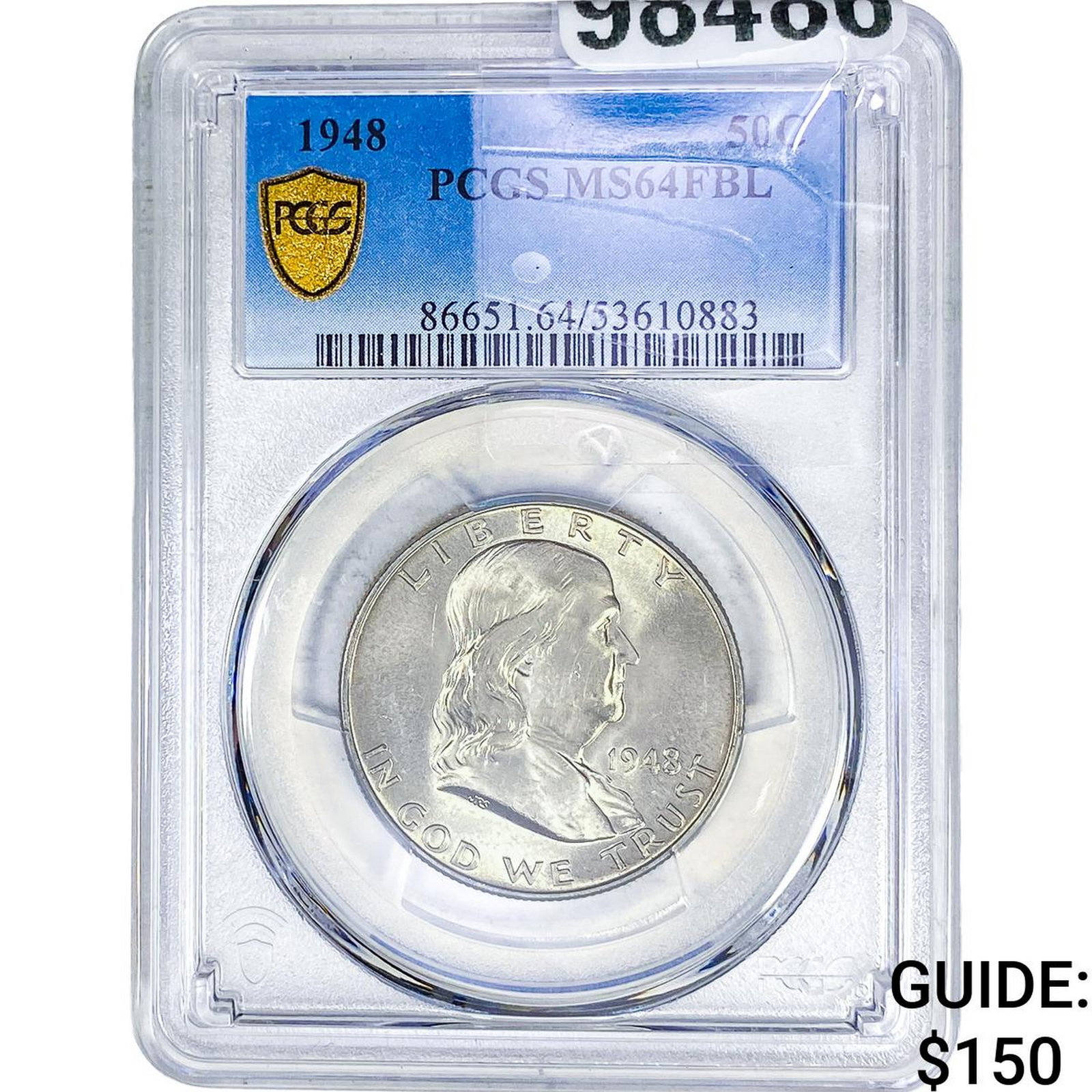 1948 Franklin Half Dollar PCGS MS64 FBL: 1948 Franklin Half Dollar PCGS MS64 FBL