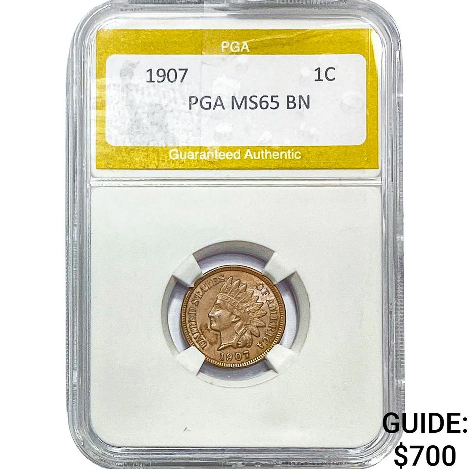 1907 Indian Head Cent PGA MS65 BN: 1907 Indian Head Cent PGA MS65 BN