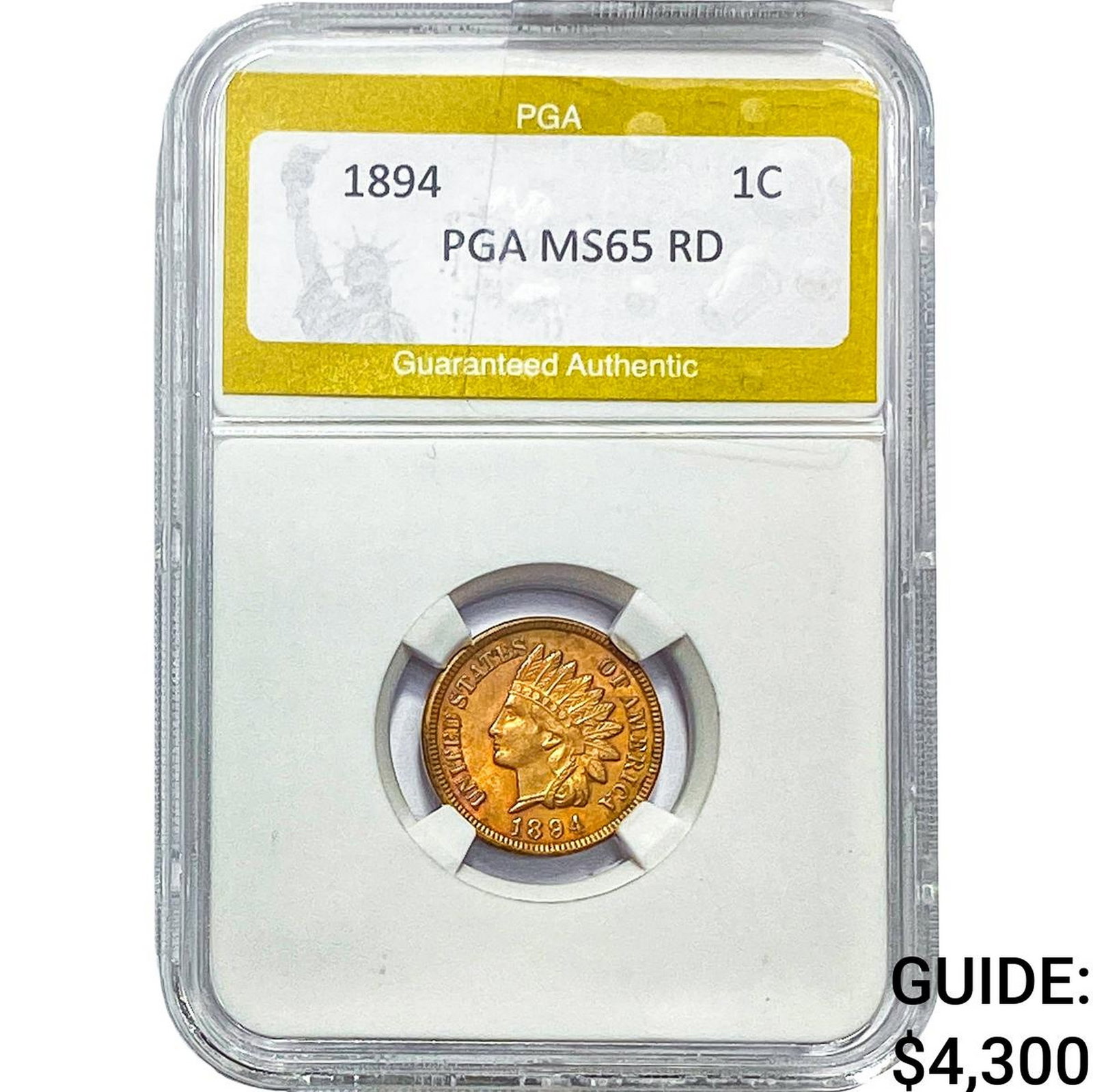 1894 Indian Head Cent PGA MS65 RD: 1894 Indian Head Cent PGA MS65 RD