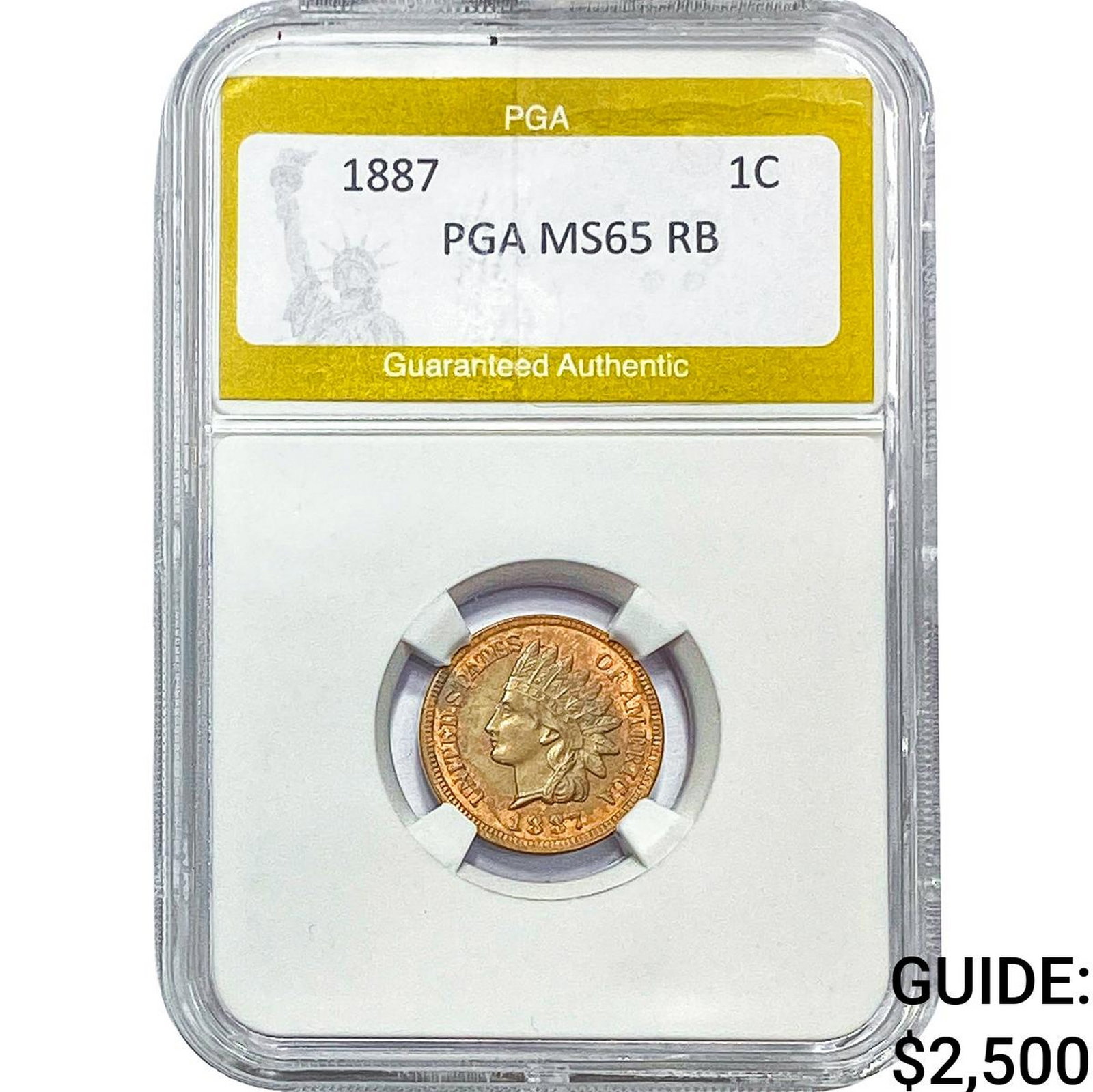 1887 Indian Head Cent PGA MS65 RB: 1887 Indian Head Cent PGA MS65 RB