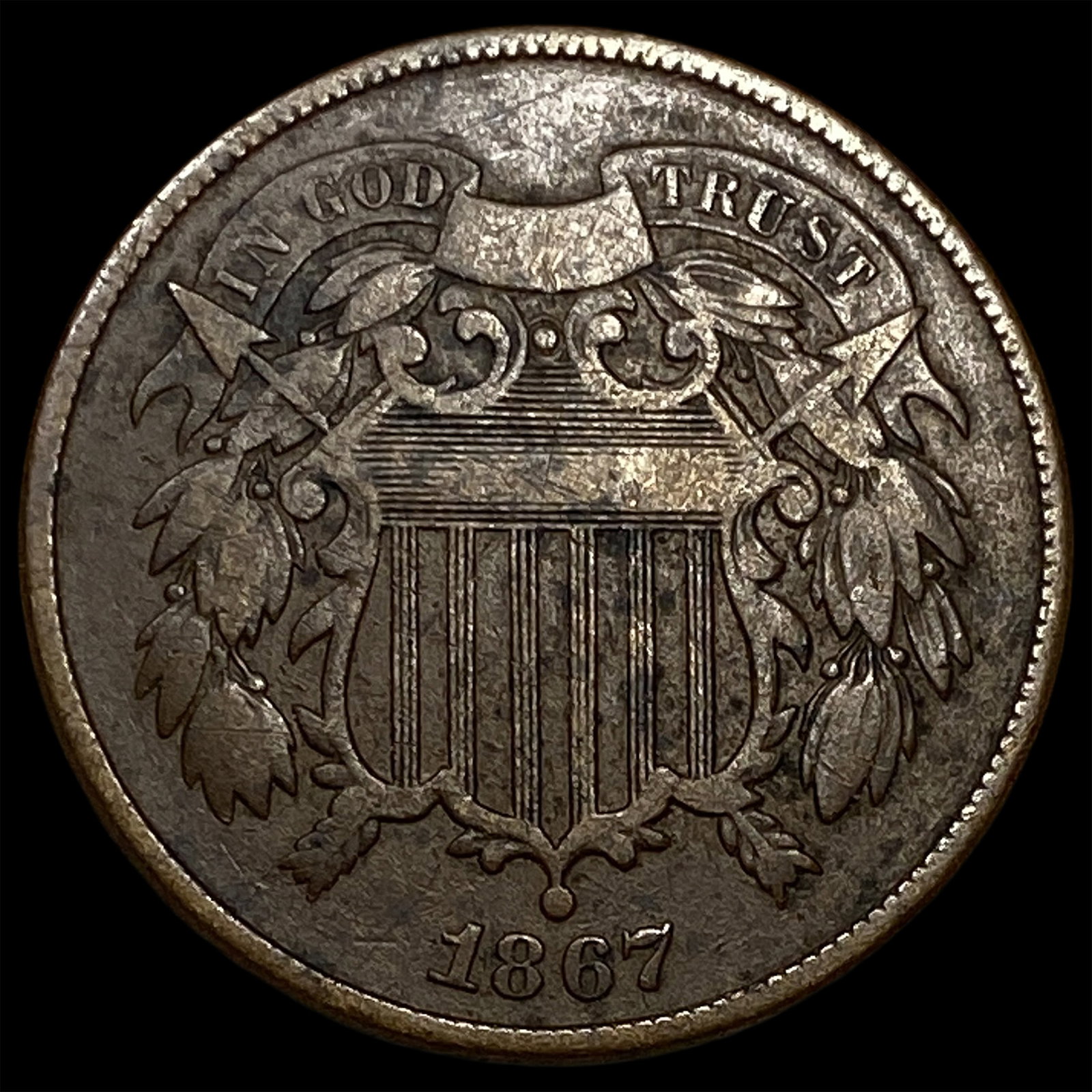 1867 Two-Cent Piece NEARLY UNCIRCULATED: 1867 Two-Cent Piece NEARLY UNCIRCULATED