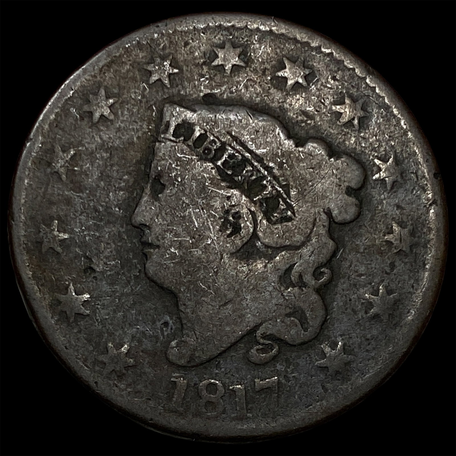 1817 Coronet Head Large Cent NICELY CIRCULATED: 1817 Coronet Head Large Cent NICELY CIRCULATED