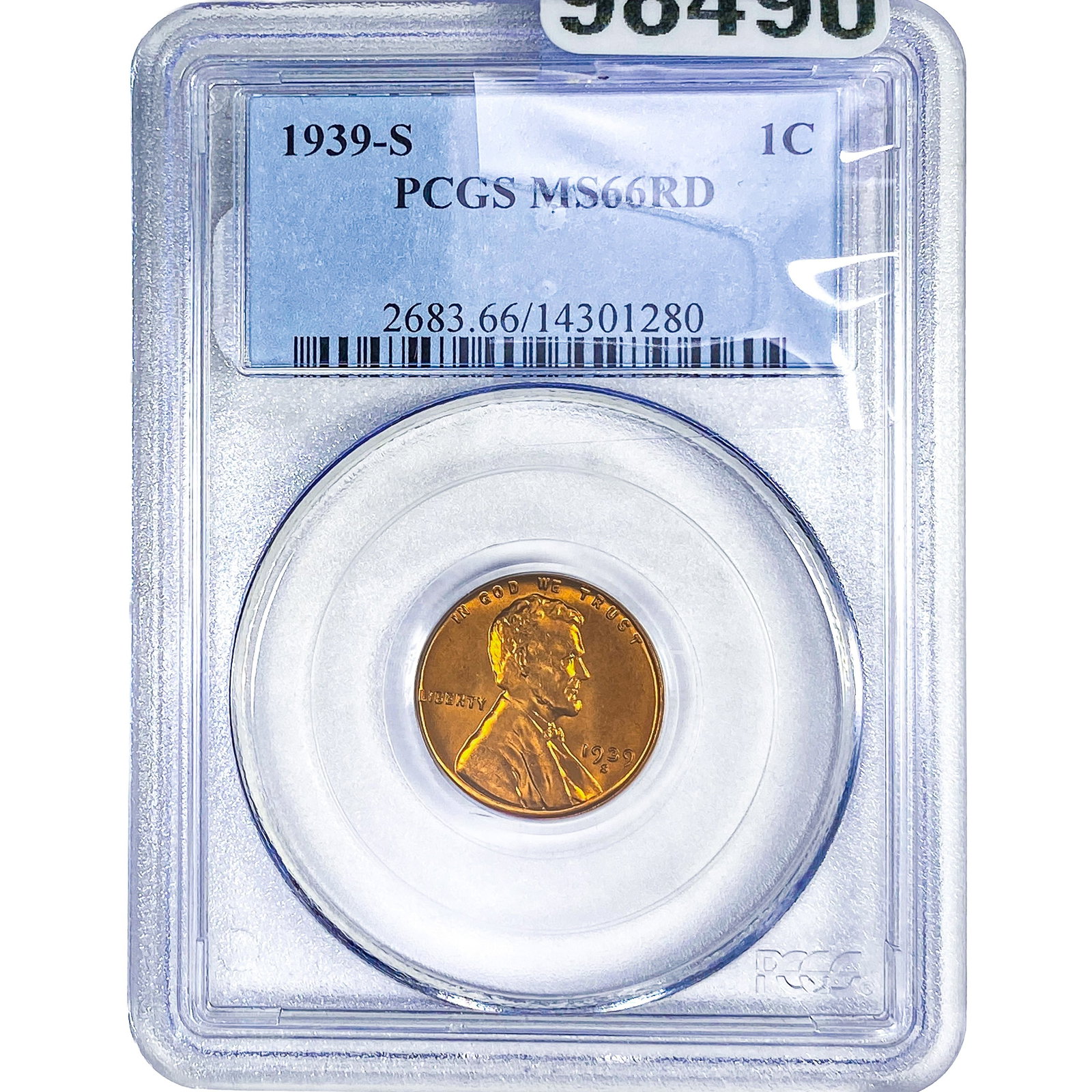 1939-S Wheat Cent PCGS MS66 RD: 1939-S Wheat Cent PCGS MS66 RD