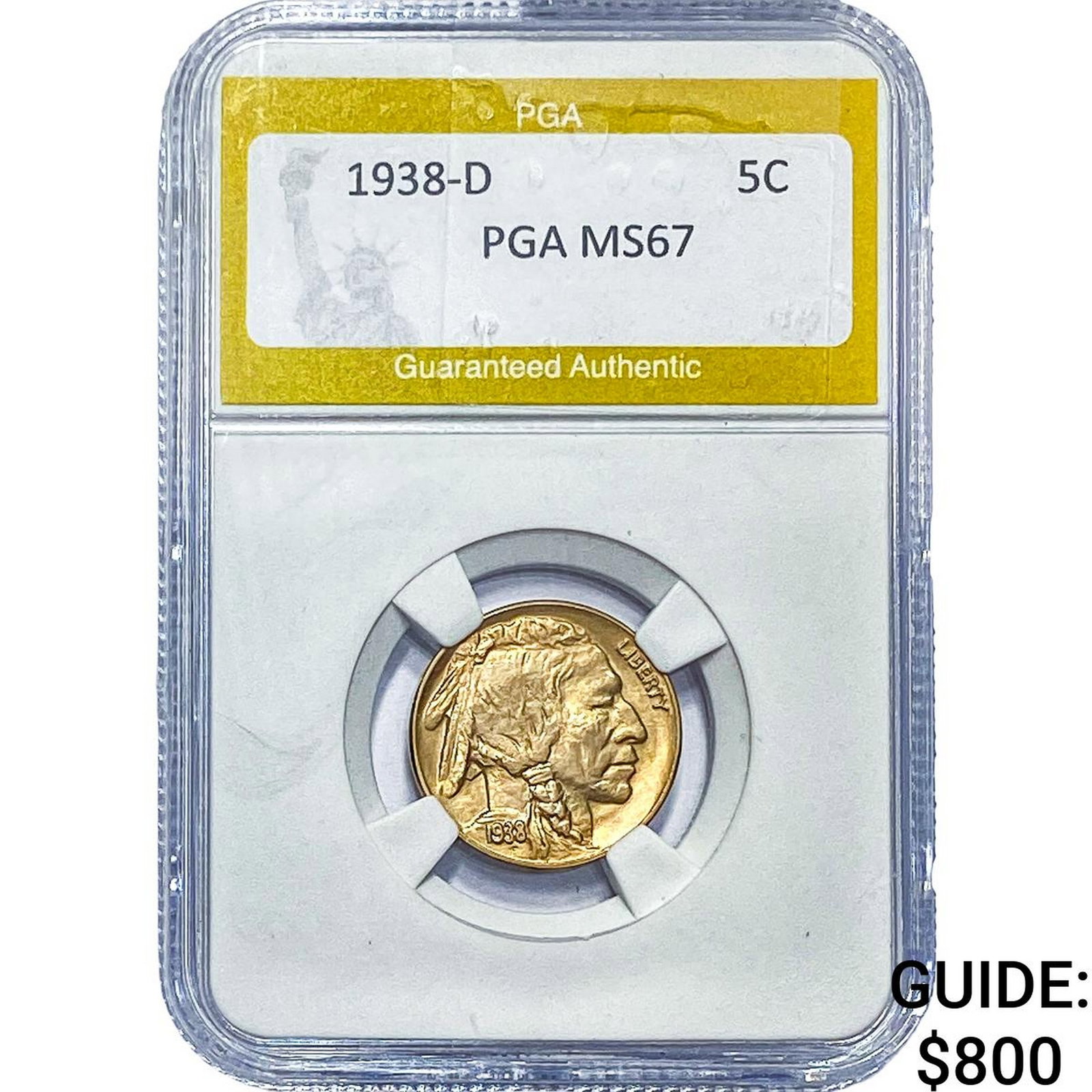 1938-D Buffalo Half Dollar PGA MS67: 1938-D Buffalo Half Dollar PGA MS67