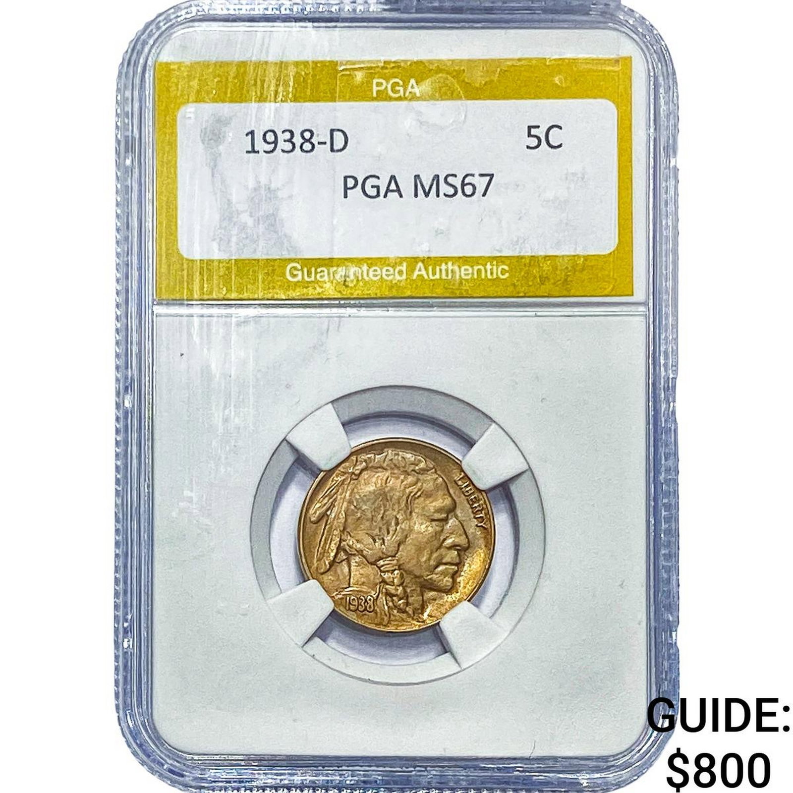 1938-D Buffalo Nickel PGA MS67: 1938-D Buffalo Nickel PGA MS67