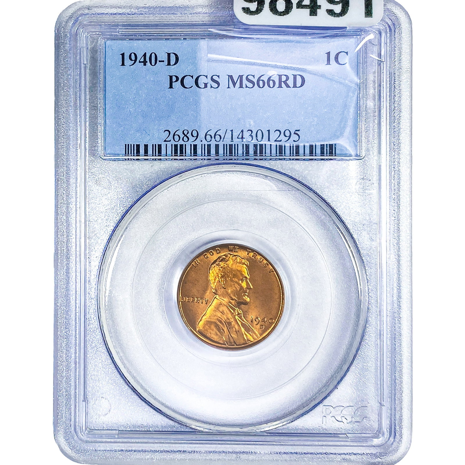 1940 Wheat Cent PCGS MS66 RD: 1940 Wheat Cent PCGS MS66 RD