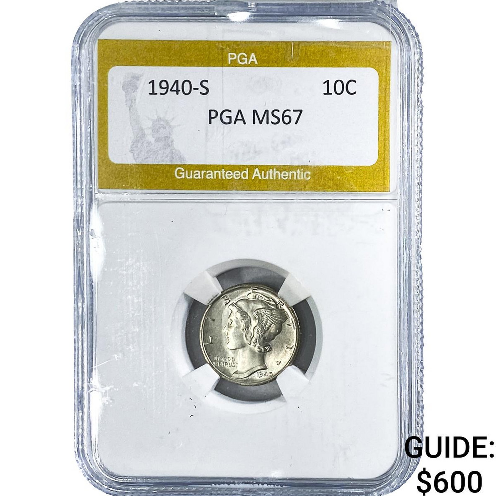 1940-S Mercury Silver Dime PGA MS67: 1940-S Mercury Silver Dime PGA MS67