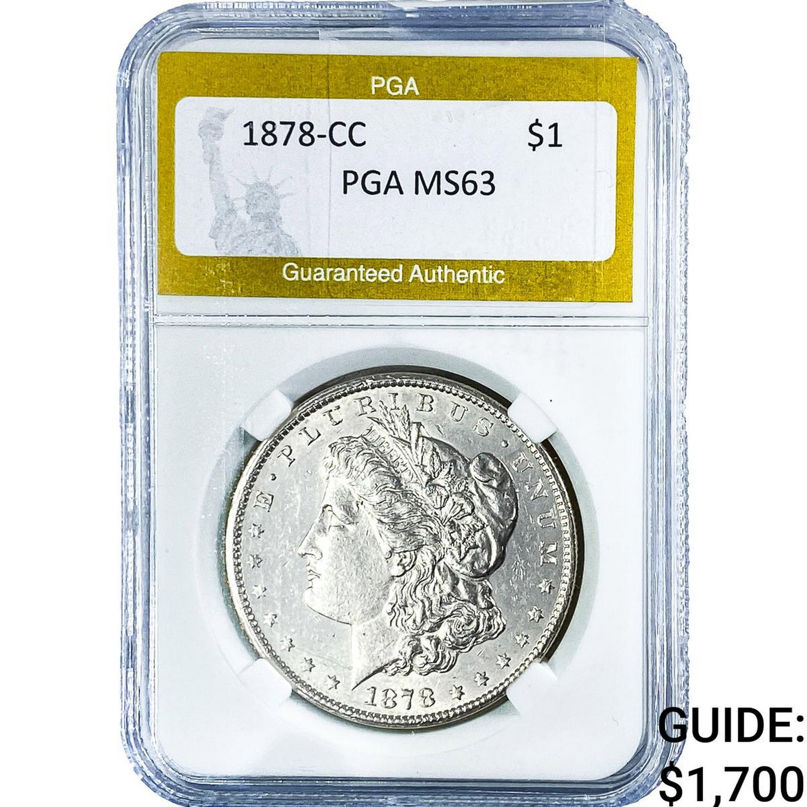 1878-CC Morgan Silver Dollar PGA MS63: 1878-CC Morgan Silver Dollar PGA MS63