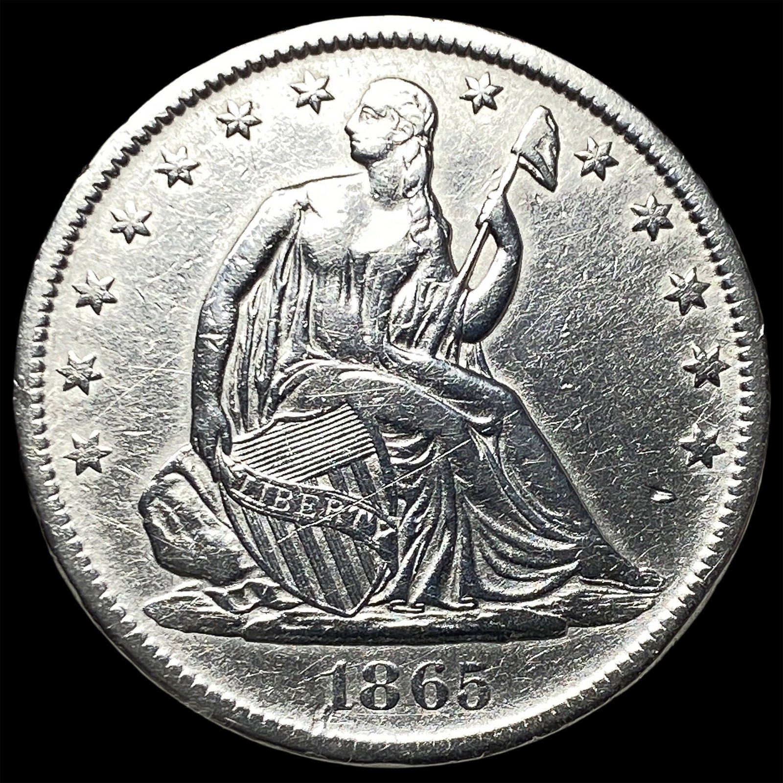 1865-S Silver Half Dollar UNCIRCULATED: 1865-S Silver Half Dollar UNCIRCULATED