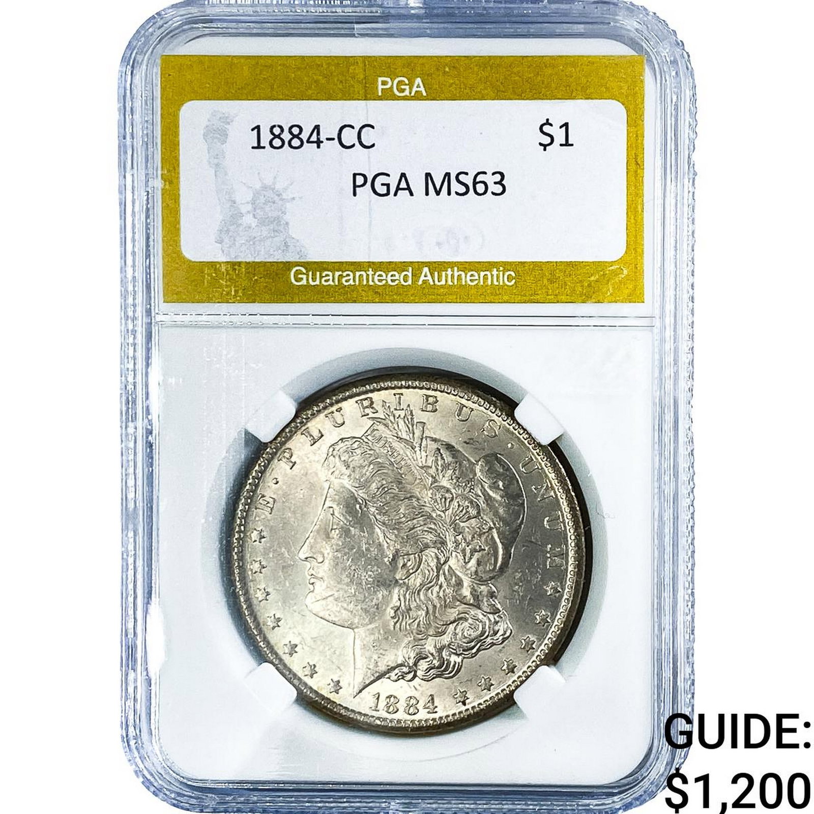 1884-CC Morgan Silver Dollar PGA MS63: 1884-CC Morgan Silver Dollar PGA MS63