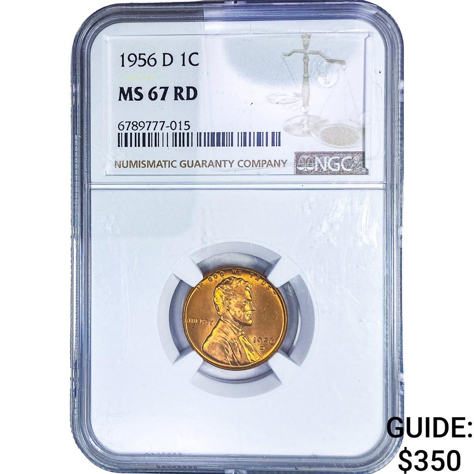 1956-D Wheat Cent NGC MS67 RD: 1956-D Wheat Cent NGC MS67 RD