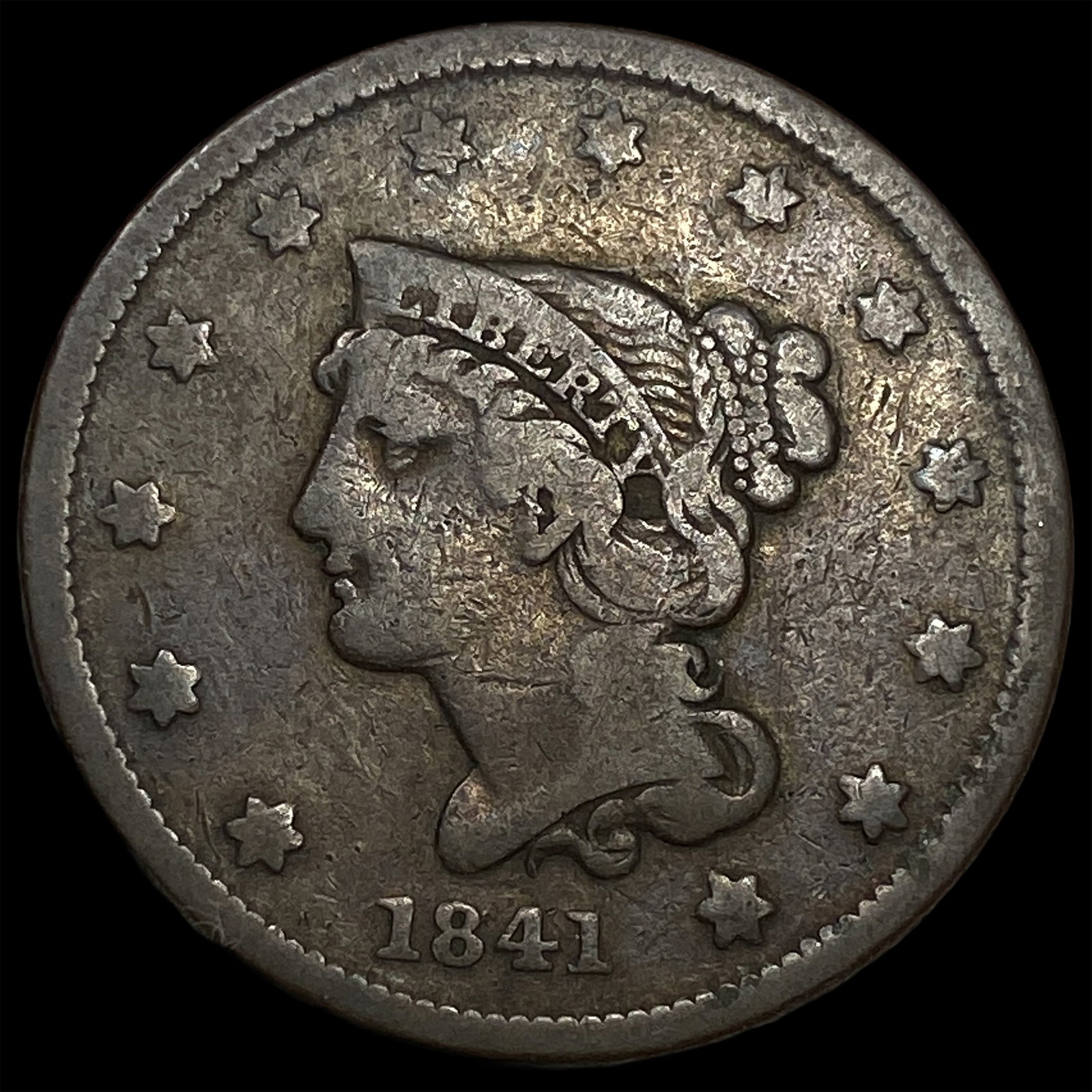 1841 Braided Hair Large Cent LIGHTLY CIRCULATED: 1841 Braided Hair Large Cent LIGHTLY CIRCULATED