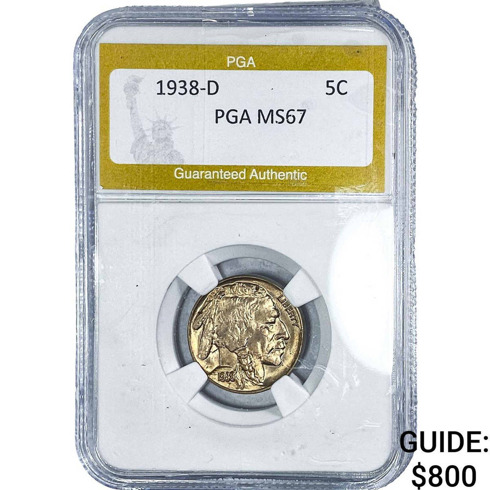 1938-D Buffalo Nickel PGA MS67: 1938-D Buffalo Nickel PGA MS67