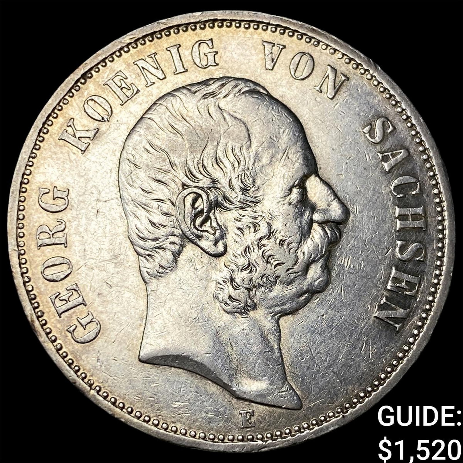 1904E Germany-Saxony Silver 5 Mark KM 1258: 1904E Germany-Saxony Silver 5 Mark KM 1258